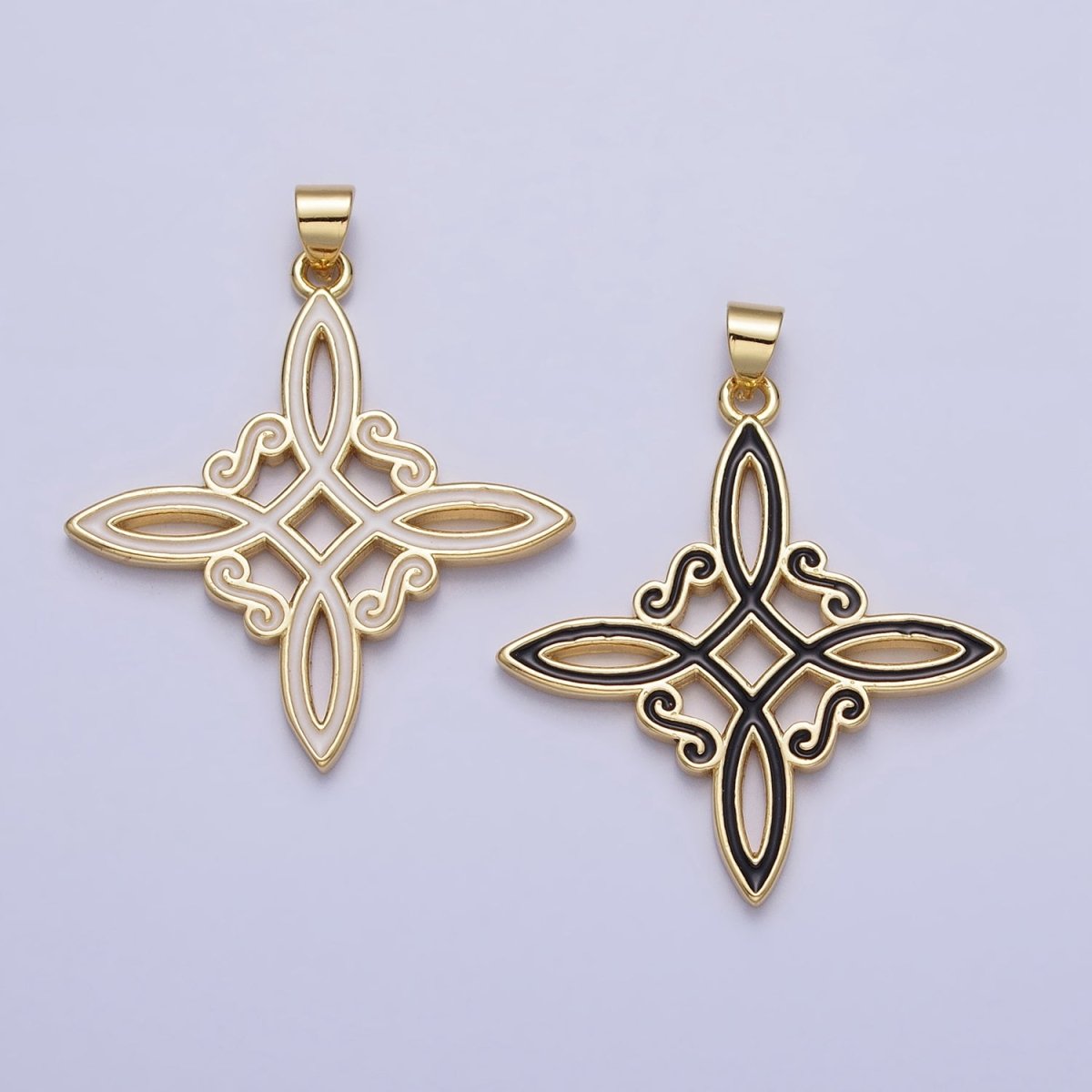 Black White Enamel Celtic Woven Necklace Pendant Gold Celtic Eternity Knot Cross Pendant AA149 AA150 - DLUXCA