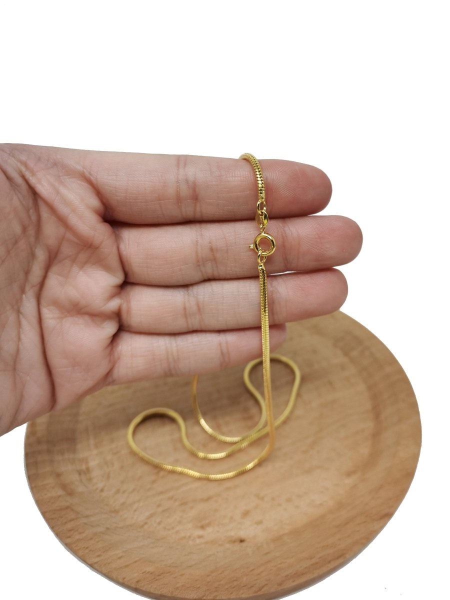 BLOWOUT 18 inch Ready To Use 24K Gold Filled 1mm Cocoon Snake Spring Ring Necklace | CN-461 Clearance Pricing - DLUXCA