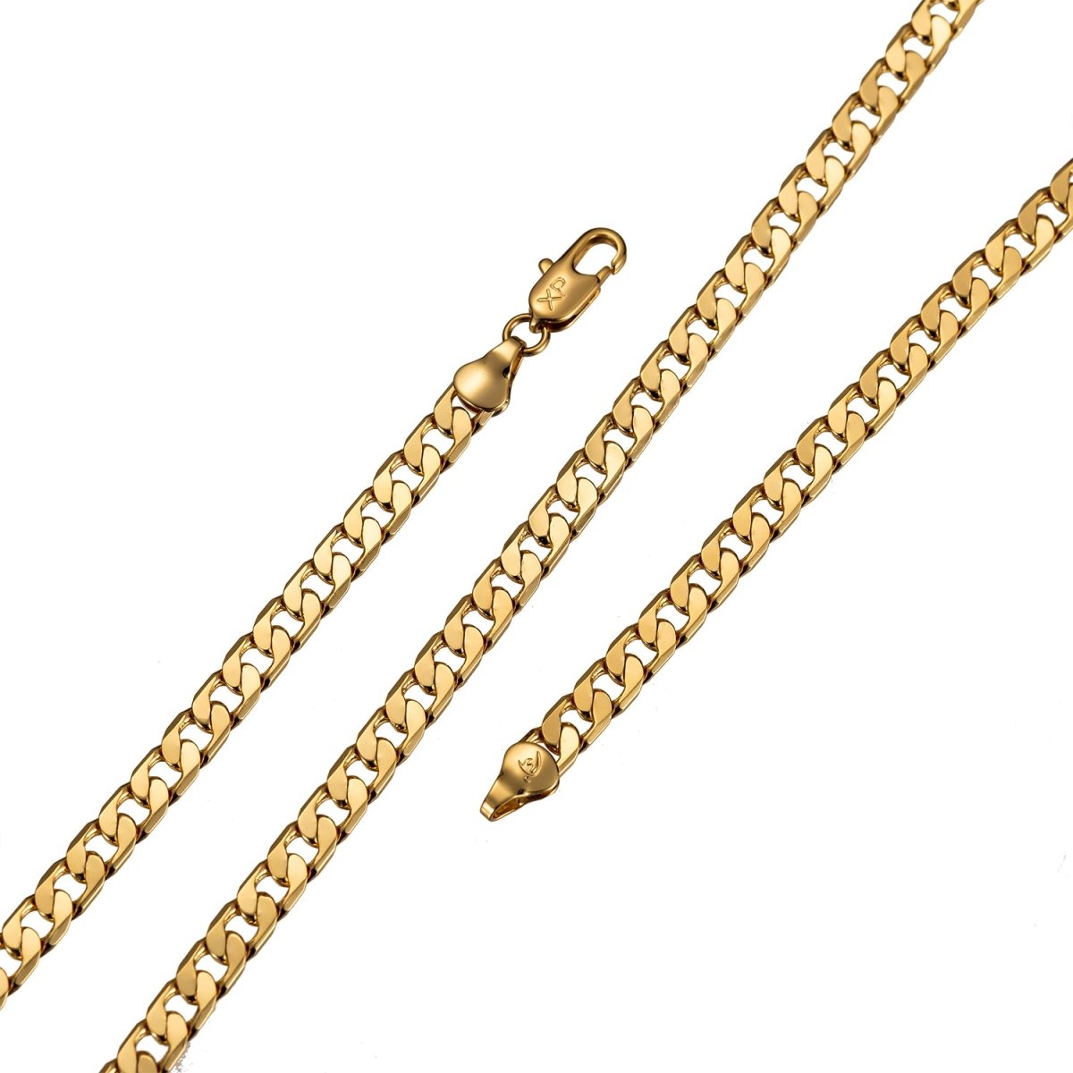 BLOWOUT 19.5 inch Curb Chain Necklace, 24K Gold Plated Finished Chain, 3mm Width Curb Necklace w/Lobster Clasps | CN-522 Clearance Pricing - DLUXCA