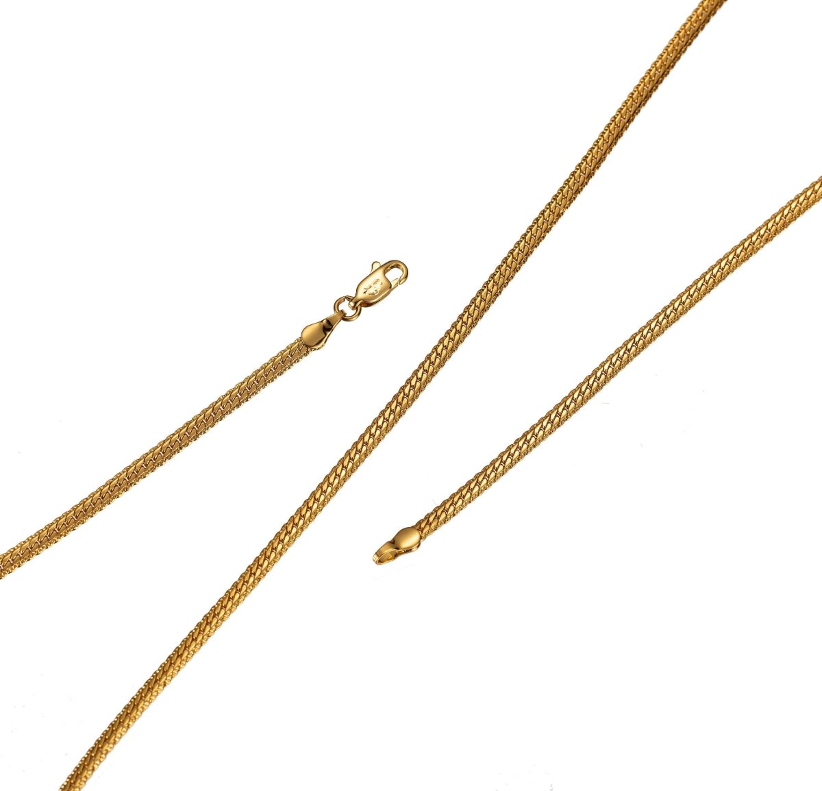 BLOWOUT 24K Gold Filled Herringbone Necklace, 2.3mm in Width, 23.5 Inches w/ Lobster Clasps | CN-418 Clearance Pricing - DLUXCA