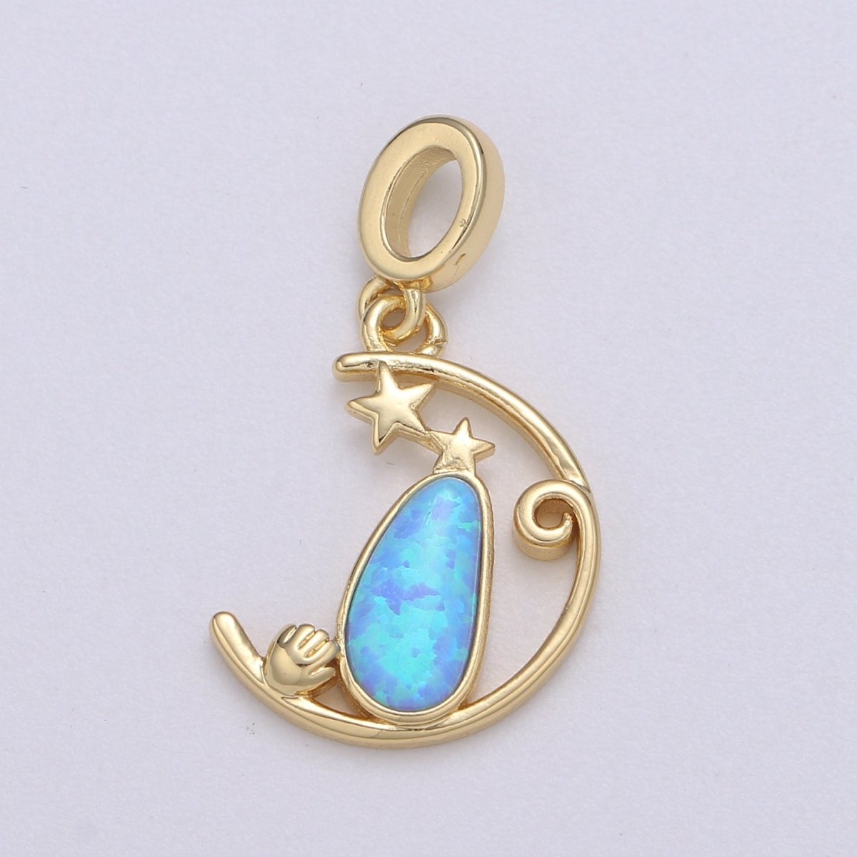Blue and White Opal 24K Star Pendant, Teardrop Opal Charm Baby Hand Charm for Bracelet Earring Necklace H-608 H-612 - DLUXCA
