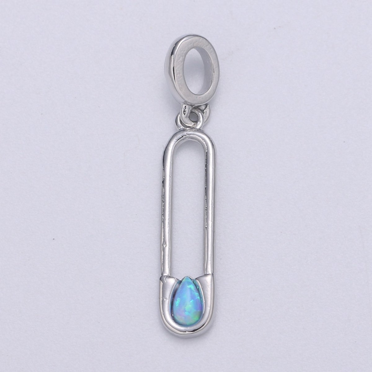 Blue and White Opal White Safety Pin Pendant, Teardrop Opal Charm for Bracelet Earring Necklace H-598 H-599 - DLUXCA