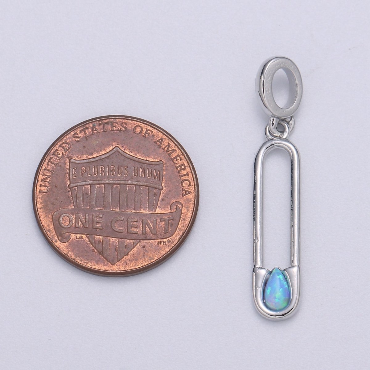 Blue and White Opal White Safety Pin Pendant, Teardrop Opal Charm for Bracelet Earring Necklace H-598 H-599 - DLUXCA