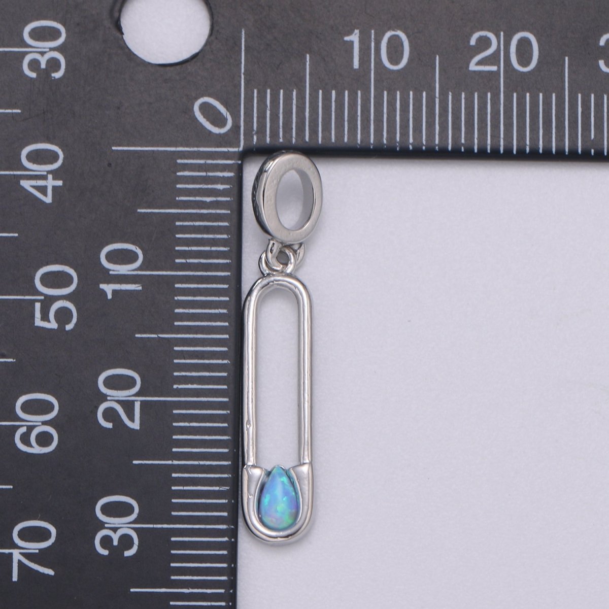 Blue and White Opal White Safety Pin Pendant, Teardrop Opal Charm for Bracelet Earring Necklace H-598 H-599 - DLUXCA