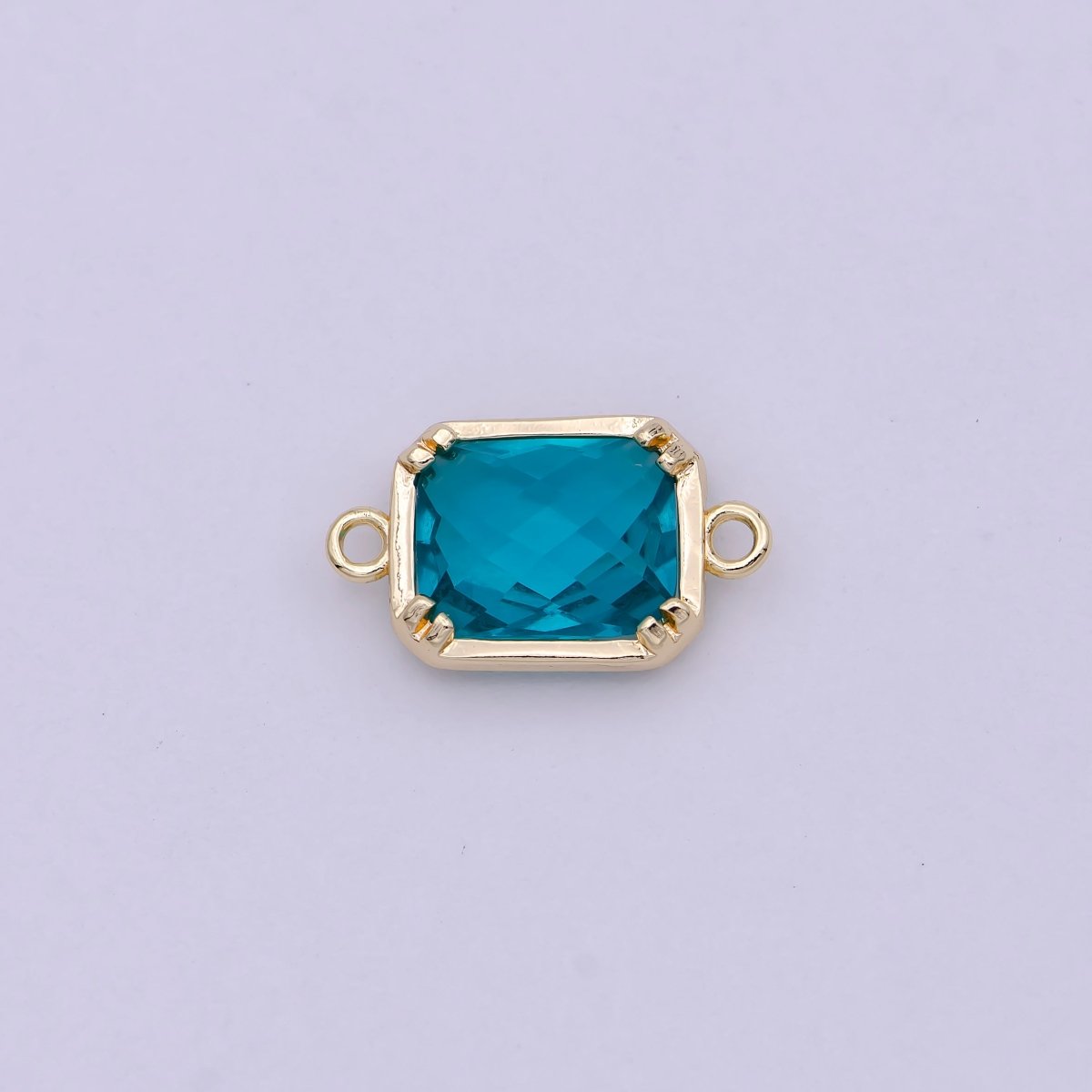 Blue / Clear Cubic Mini Gold Rectangle Charm Connector for Bracelet Necklace Component N-117 - N-119 G-728 - DLUXCA