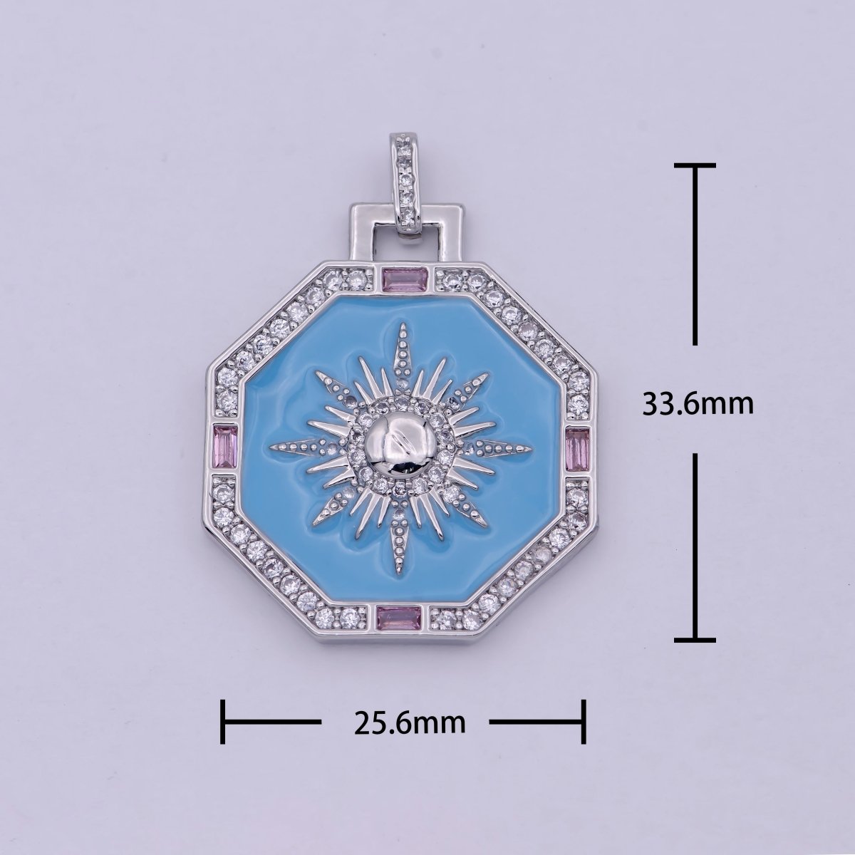 Blue Enamel Celestial Pendant Sun Ray Dainty Charm for Necklace Findings for Jewelry Making B-930 H-109 - DLUXCA