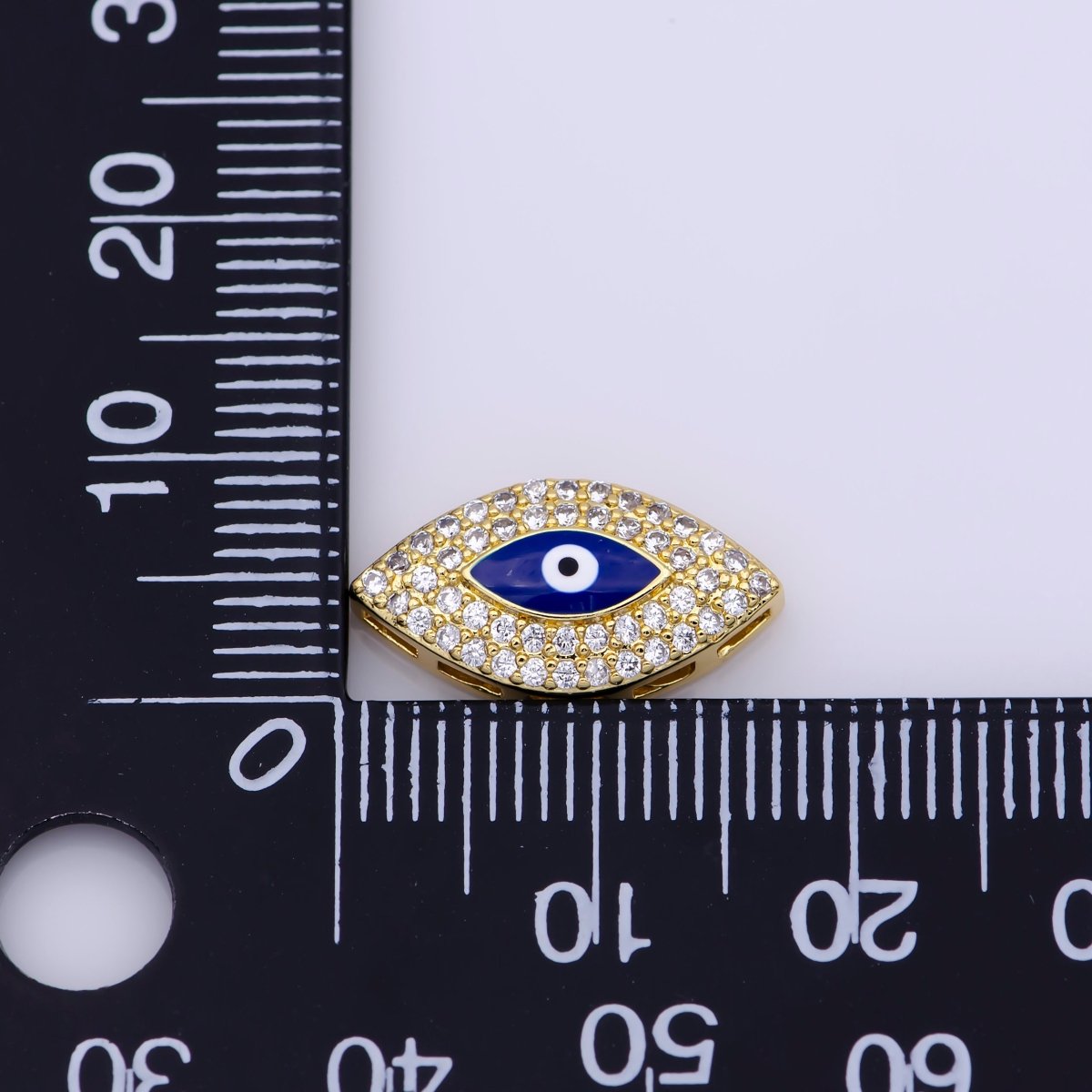 Blue Evil Eye Bead CZ Gold Beads Evil eye Beads Spacer Micro Pave Beads Charm for Bracelet Necklace Supply 18x10mm B-628 - DLUXCA