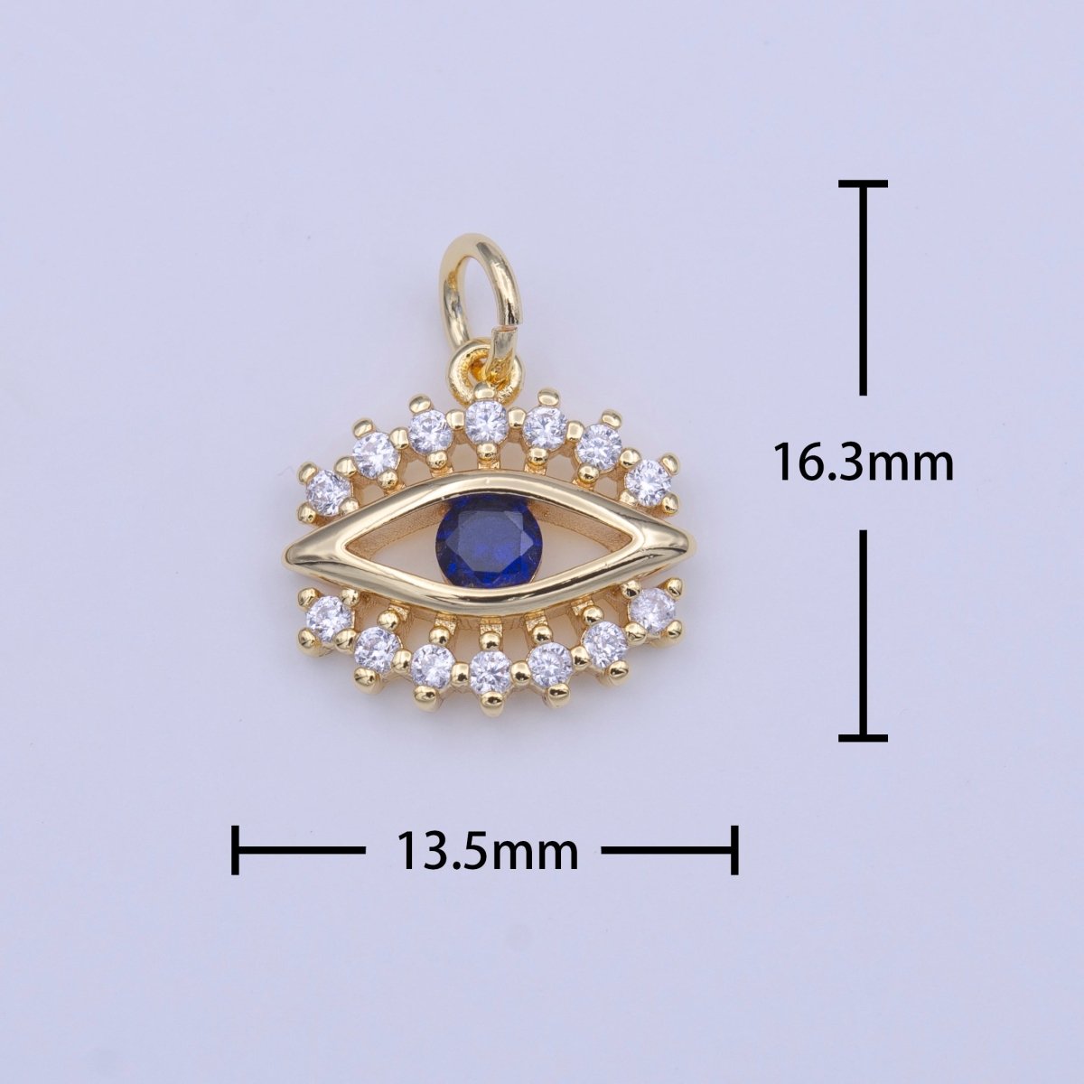 Blue Evil Eye Clear CZ Lashes Protection Gold Charm | C-417 - DLUXCA