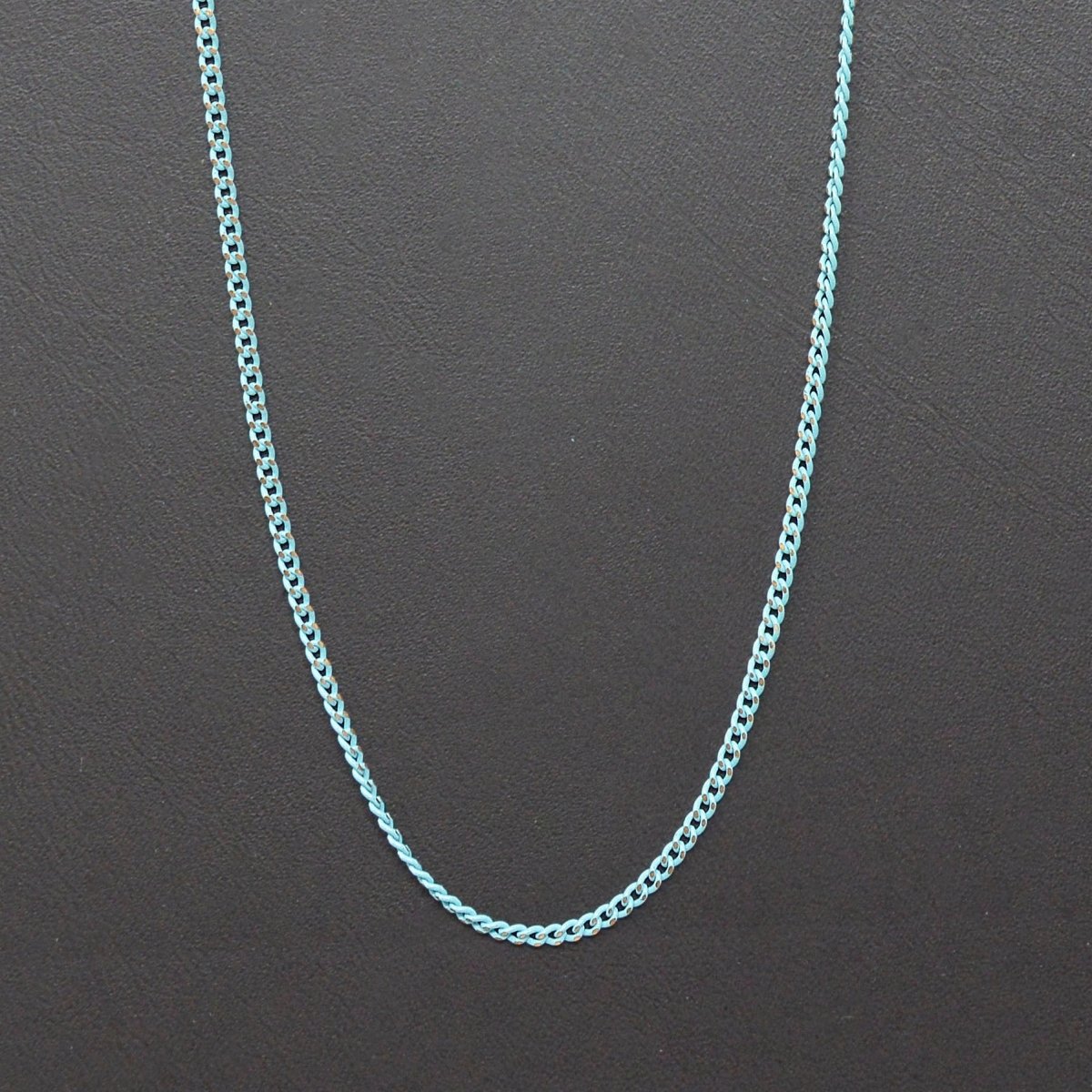Blue Shimmer Curb Chain On Brass 1.8mm width Gold Teal Enamel Unfinished chain for Bracelet Necklace Component Chain | ROLL-443 Clearance Pricing - DLUXCA