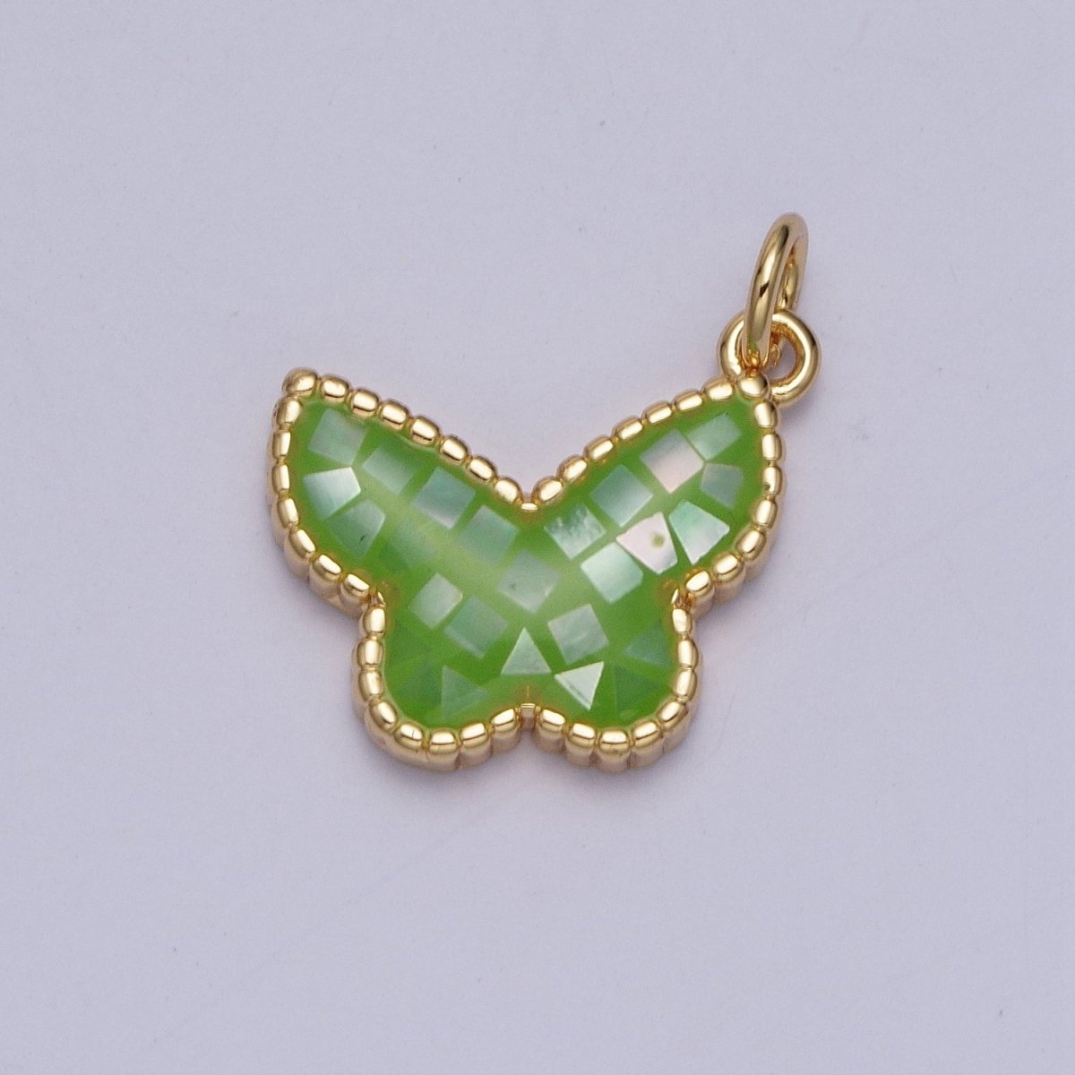 Blue, White, Pink, Purple, Green, Light Blue Opal Mariposa Butterfly Gold Charm For Jewelry Making AG-036~AG-041 - DLUXCA