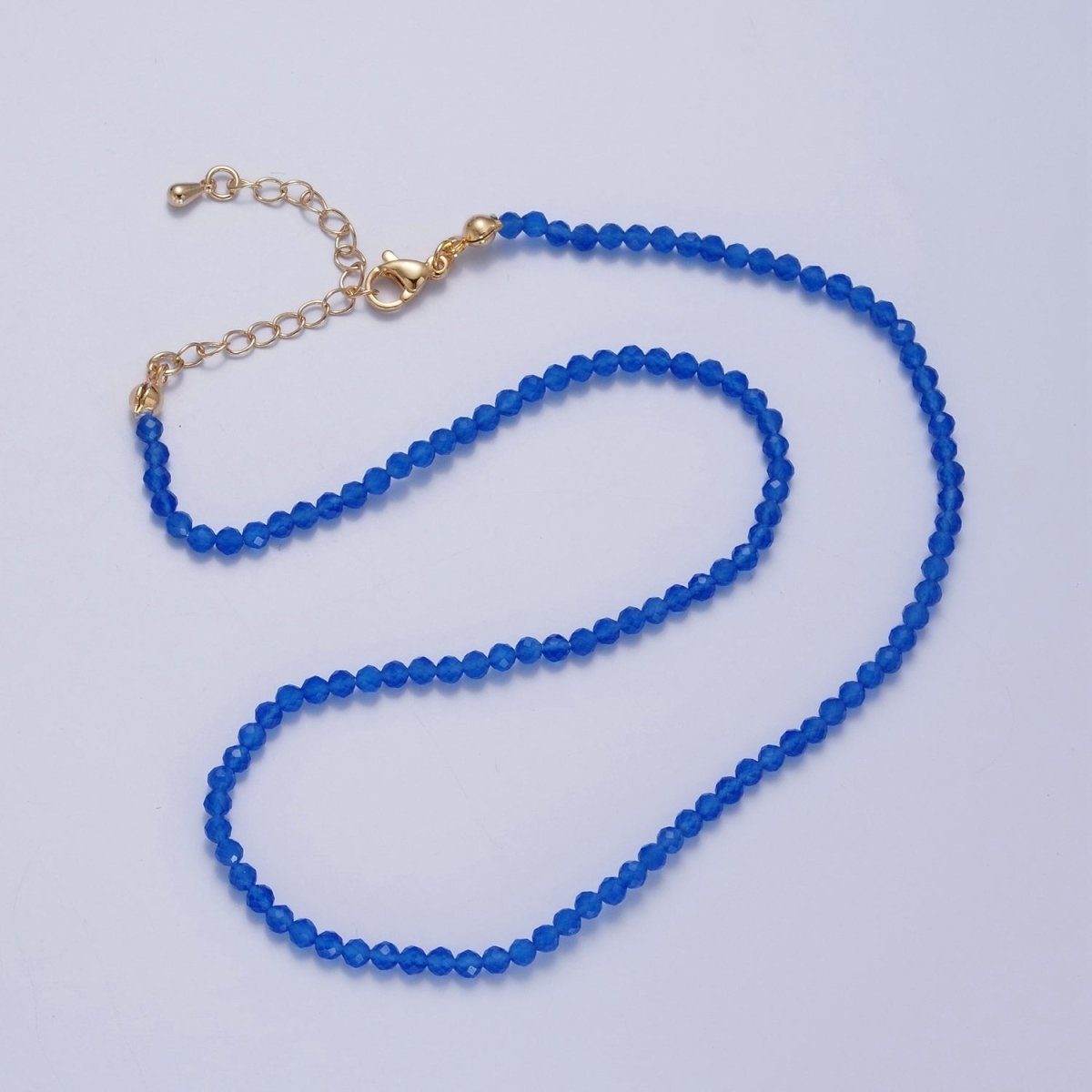 Blue Yellow Gray Glass Beaded Necklace Faceted Rondell Beads Necklace | WA-1060 WA-1061 WA-1062 WA-1063 Clearance Pricing - DLUXCA
