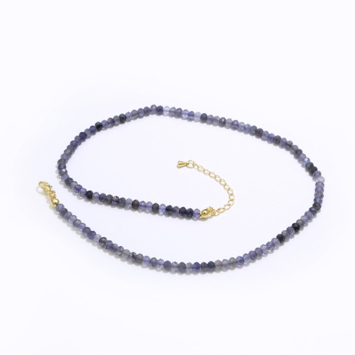 Blue Zircon stone bead Necklace Faceted 3.3mm Roundel Shape bead gorgeous natural Dark Purple gemstone Necklace | WA-257 Clearance Pricing - DLUXCA