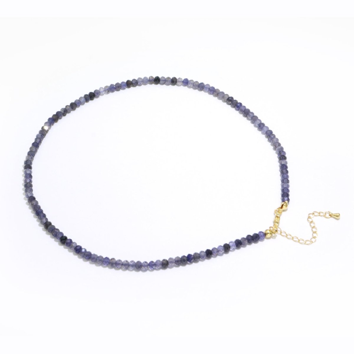 Blue Zircon stone bead Necklace Faceted 3.3mm Roundel Shape bead gorgeous natural Dark Purple gemstone Necklace | WA-257 Clearance Pricing - DLUXCA