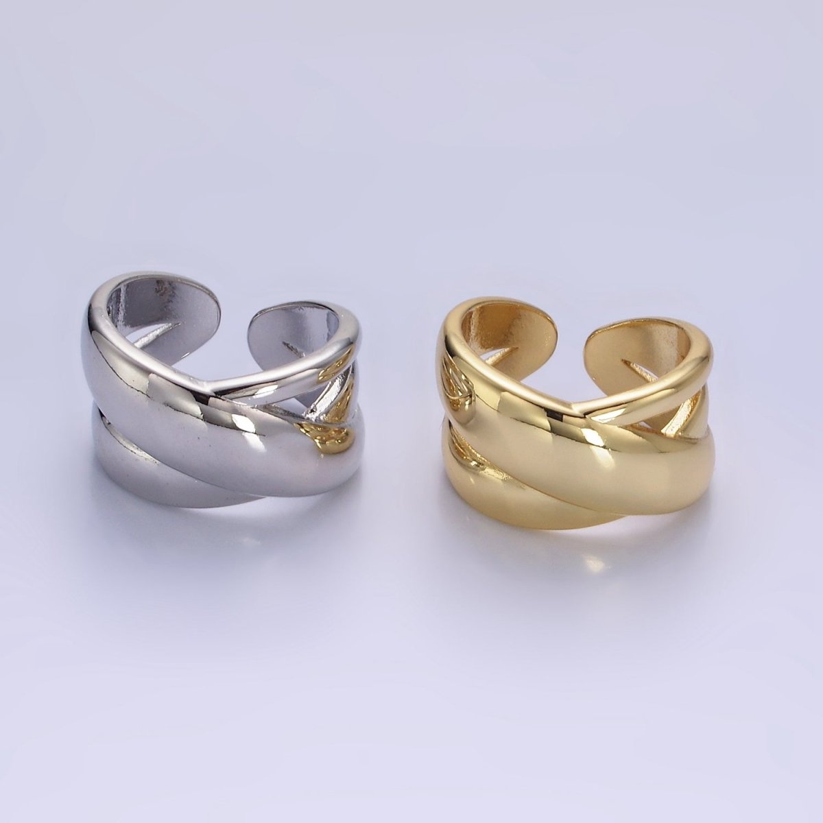 Bold 14K Gold Filled Crisscross Statement Ring in gold and silver | O1274 O1275 - DLUXCA
