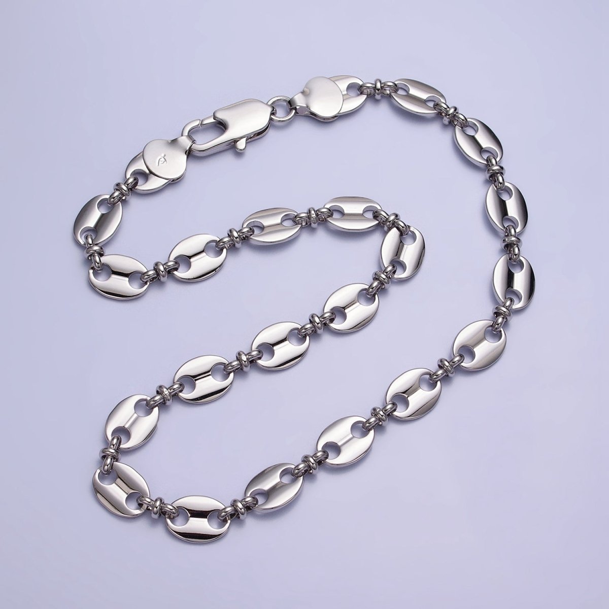 Bold Anchor Link Necklace Silver Mariner Chain Necklace for Men Women Necklace 11mm Width Link Ready to Wear Necklace Layering | WA-1598 WA-1599 Clearance Pricing - DLUXCA