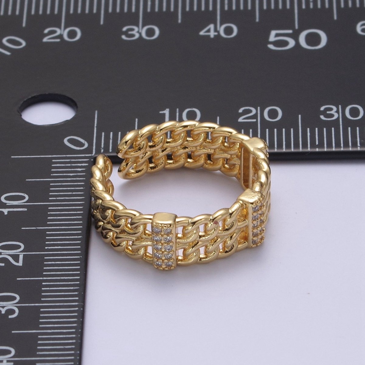 Bold Chain Link Ring Gold Filled Open Adjustable Ring U-291 - DLUXCA