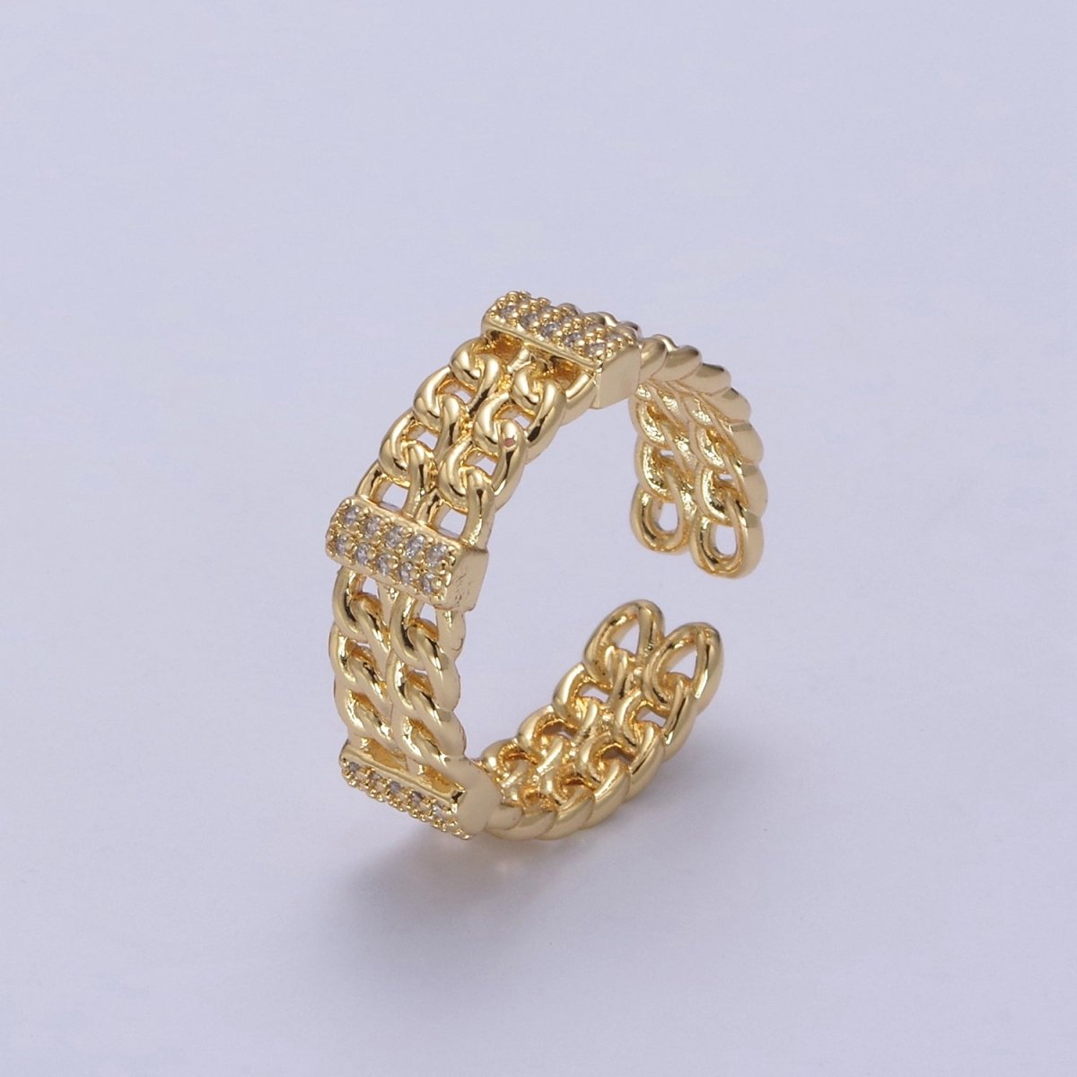 Bold Chain Link Ring Gold Filled Open Adjustable Ring U-291 - DLUXCA