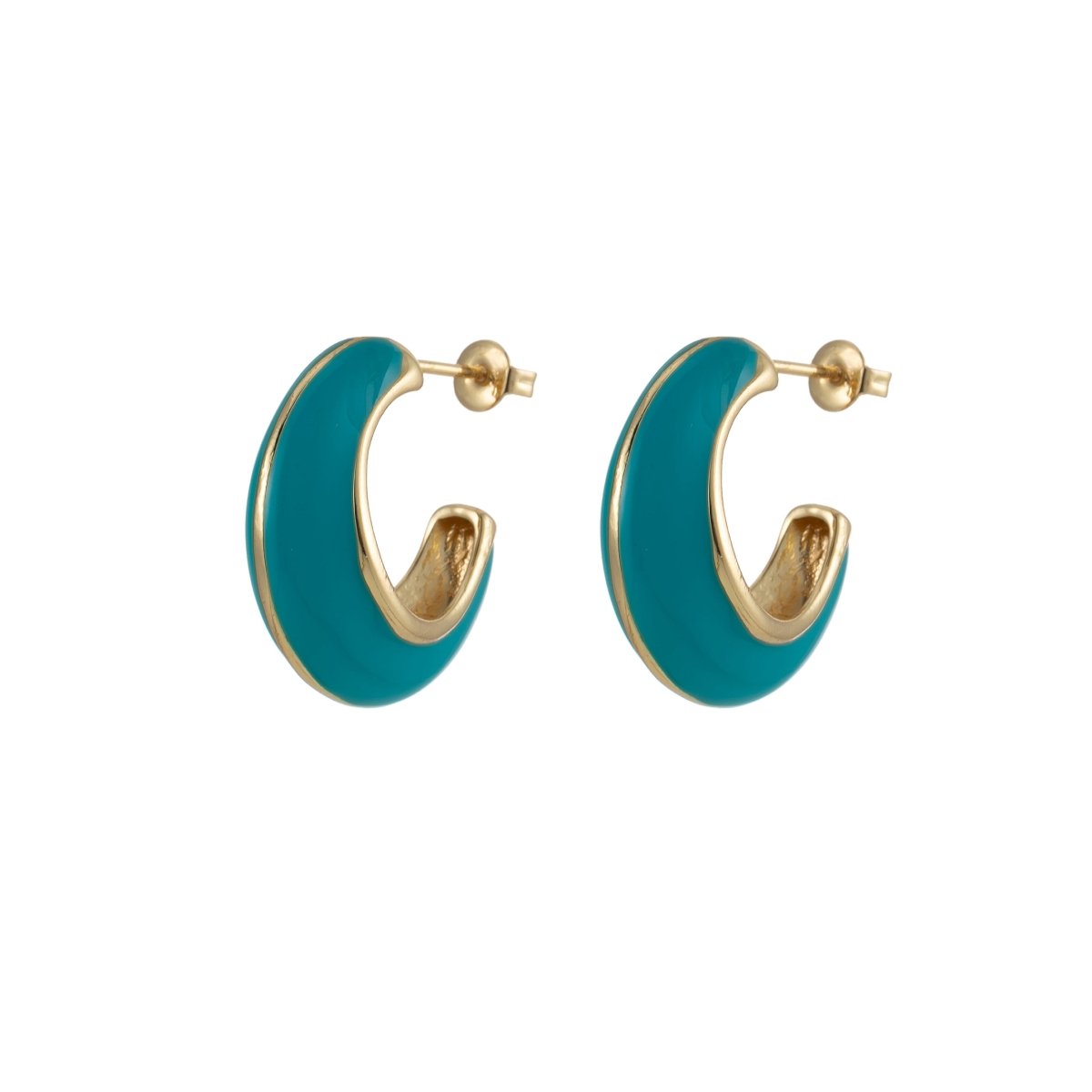 Bold Enamel Hoops Earring Colorful Dome Earring for Everday Wear P-210~P-219 - DLUXCA