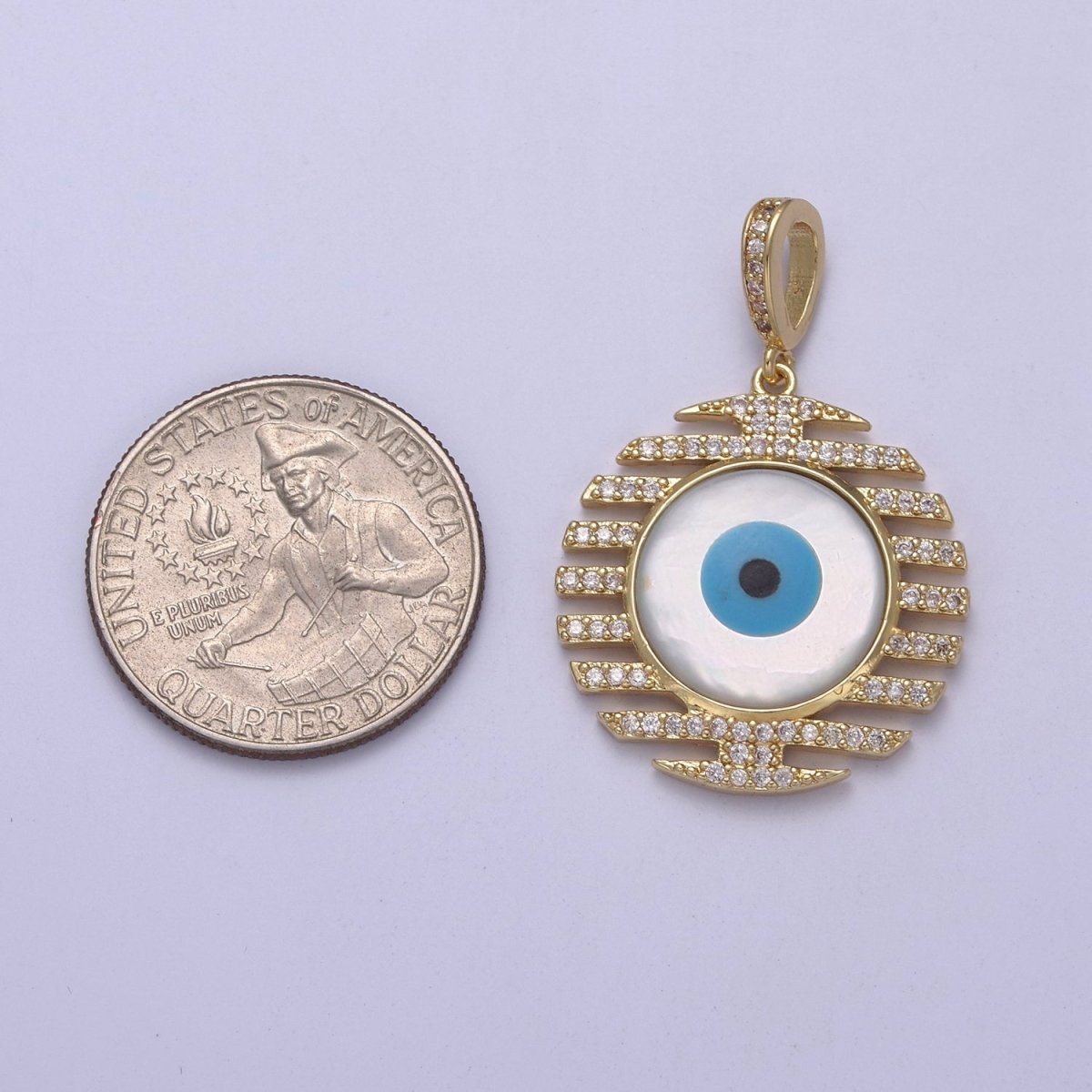 Bold Evil Eye Charm Boho Gold Filled Eye Charms, Evil Eye Medallion Pendant Necklace Good Lucky Amulet Protection Jewelry Supply H-562 - DLUXCA