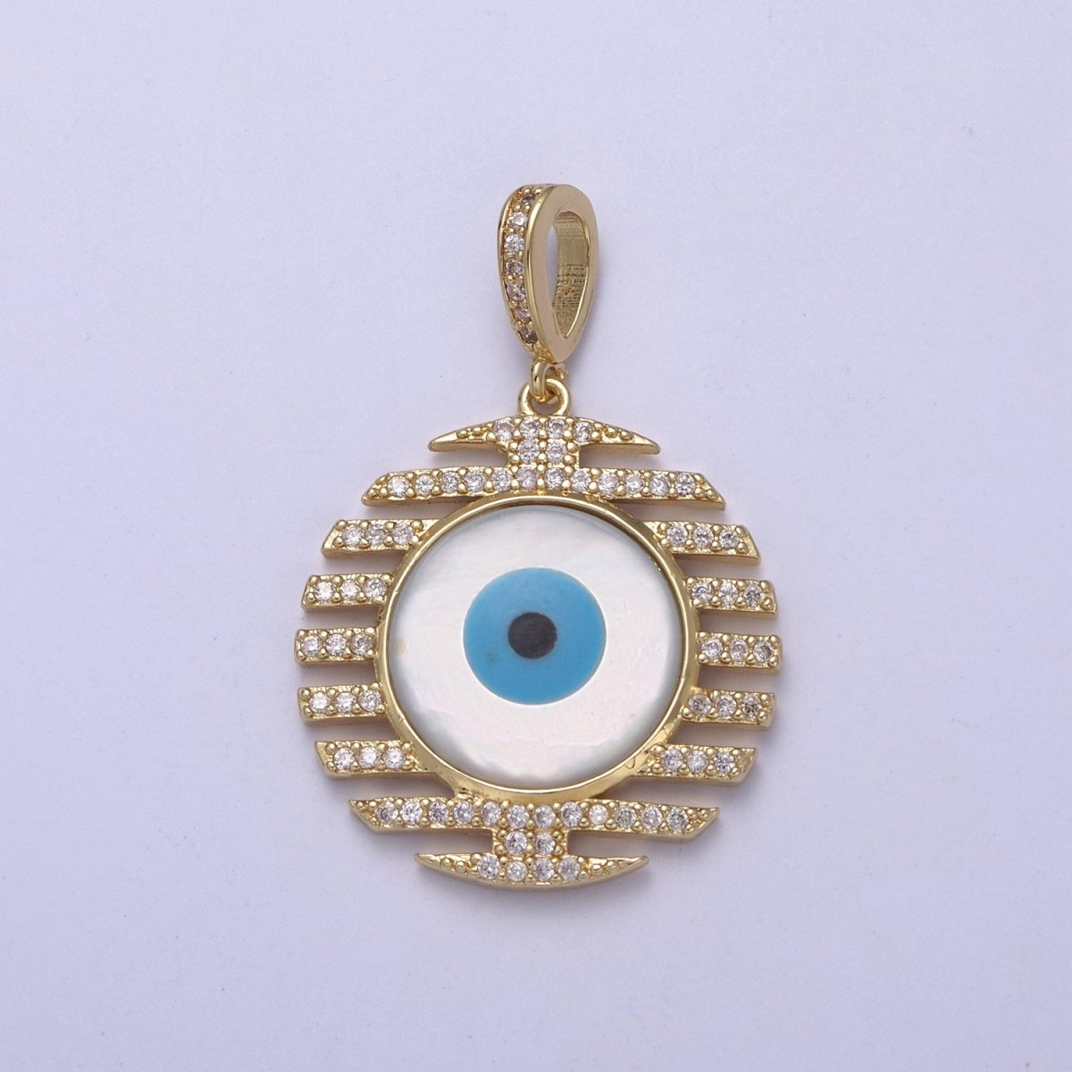 Bold Evil Eye Charm Boho Gold Filled Eye Charms, Evil Eye Medallion Pendant Necklace Good Lucky Amulet Protection Jewelry Supply H-562 - DLUXCA