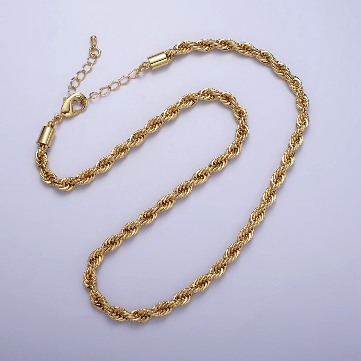 Bold Gold Rope necklace, Thick Chunky chain necklace 5mm Twist Necklace 17", 19.5 inch + 2 inch extender | WA-1532 WA-1533 WA-1534 WA-1535 Clearance Pricing - DLUXCA