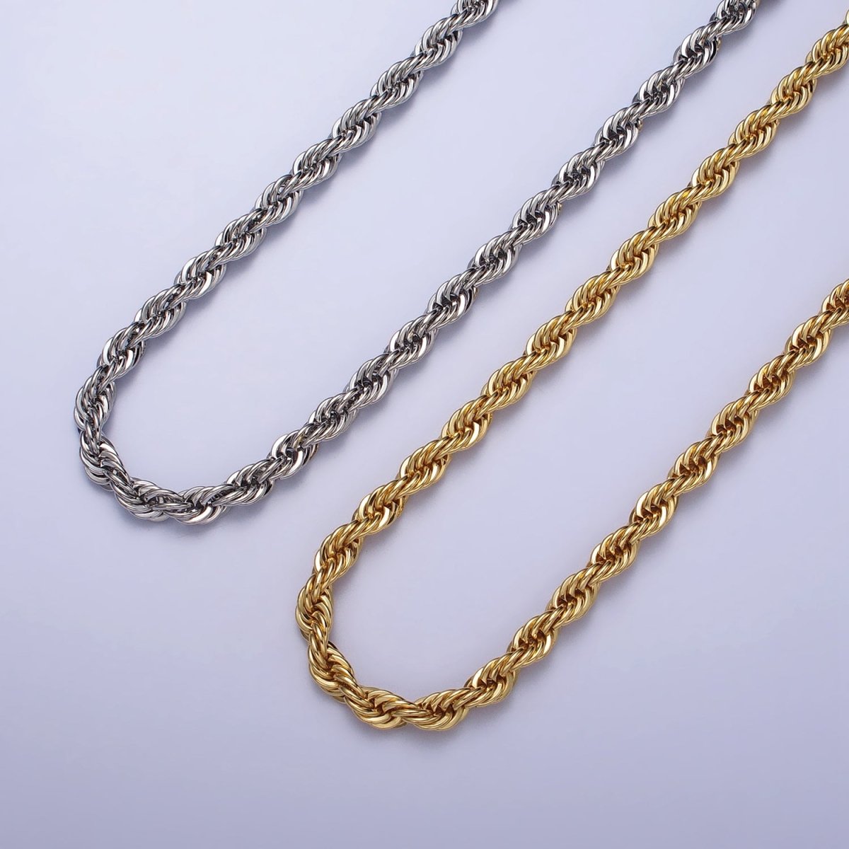 Bold Gold Rope necklace, Thick Chunky chain necklace 5mm Twist Necklace 17", 19.5 inch + 2 inch extender | WA-1532 WA-1533 WA-1534 WA-1535 Clearance Pricing - DLUXCA