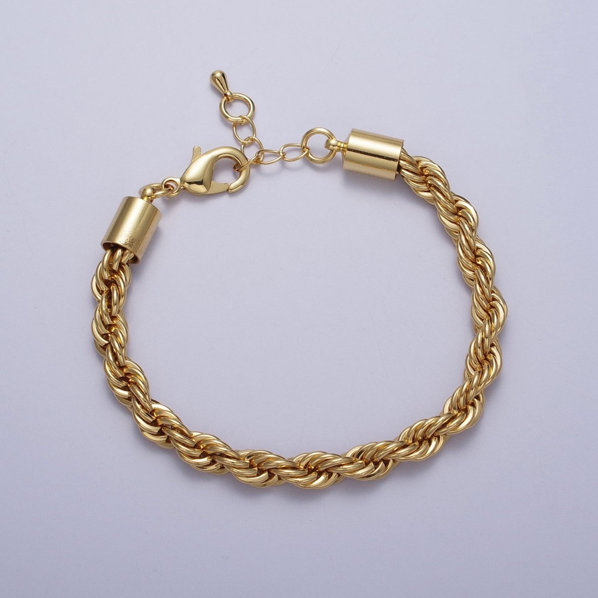 Bold Gold Twisted Rope Chain Bracelet Silver Chunky Rope Chain bracelet 6mm thickness | WA-1542 WA-1543 Clearance Pricing - DLUXCA