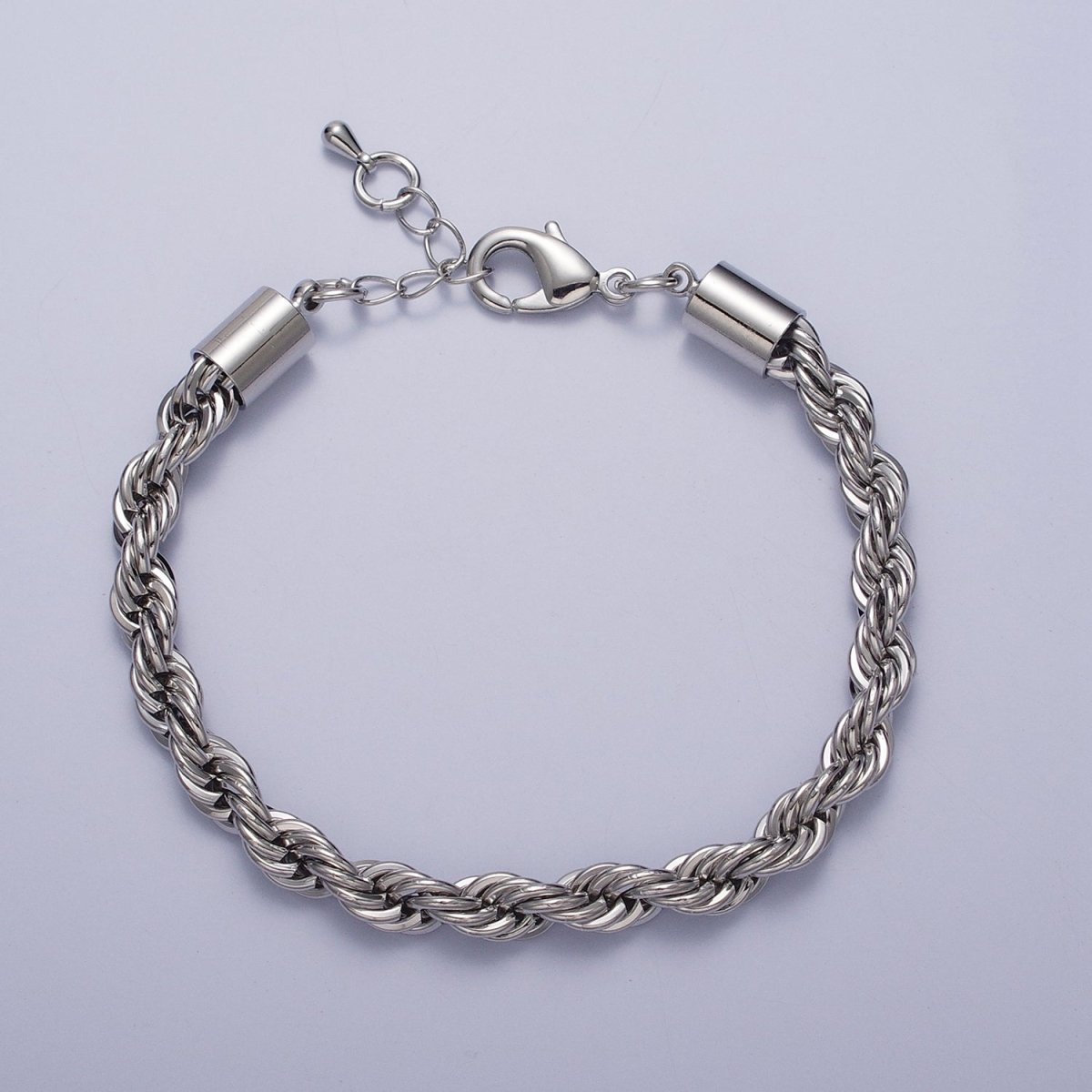 Bold Gold Twisted Rope Chain Bracelet Silver Chunky Rope Chain bracelet 6mm thickness | WA-1542 WA-1543 Clearance Pricing - DLUXCA