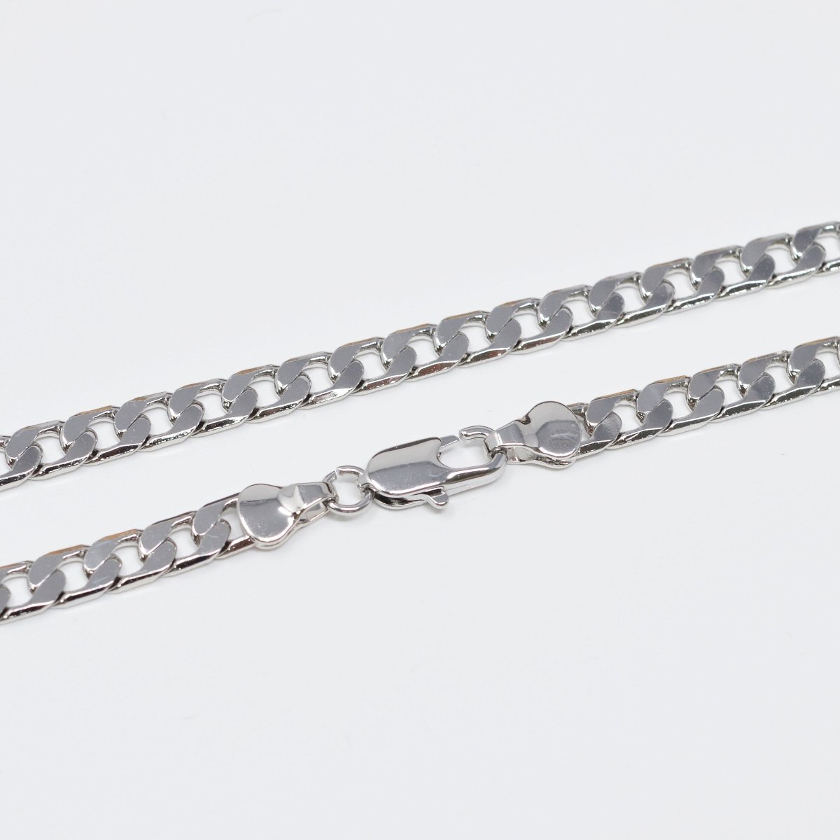 Bold Silver Necklace Miami Cuban Chain Necklace - Chunky Chain Layering Necklace 5.5mm 17.8 inch ready to wear chain w/ Lobster Clasp | CN-1011 Clearance Pricing - DLUXCA
