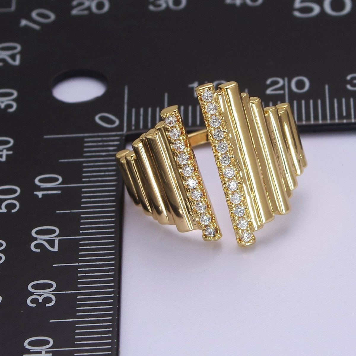 Bold Statement Ring Gold CZ Stackable Ring O-2032 - DLUXCA