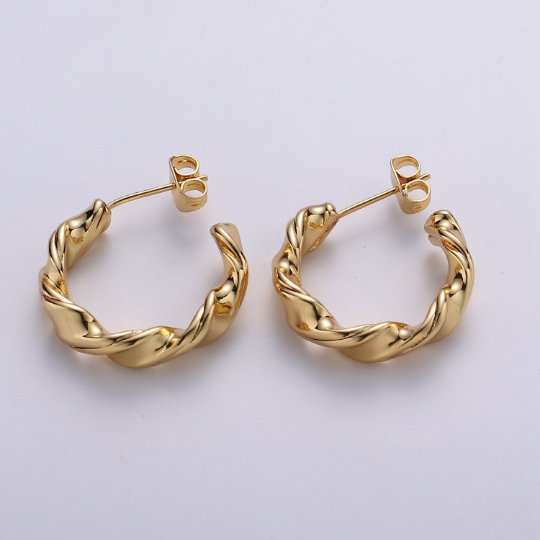 Bold Stud Earrinng Gold Croissant Hoops in Gold • Minimalist Earrings Gold Vermeil in Sterling Silver • Stud Earrings • Perfect Gift for Her Q-232 - DLUXCA