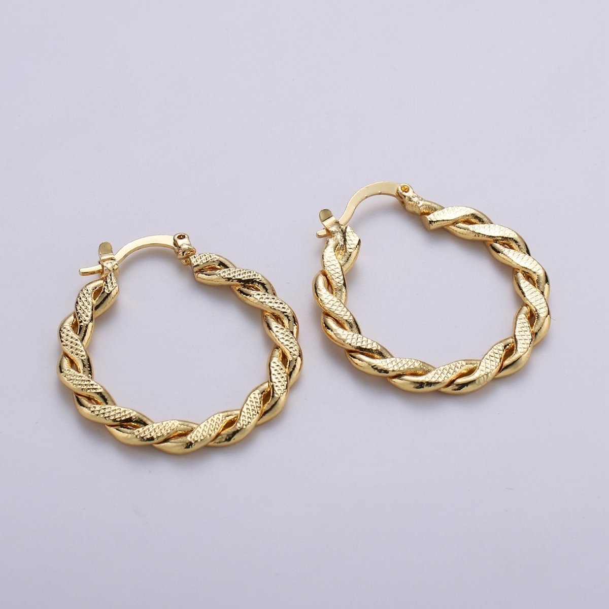Bold Twisted Hoops in Gold • Minimalist Earrings • Modern Thick Hoops • Perfect Gift for Her Statement Hoops Earring in Vermeil 30mm Hoops Q-237 - DLUXCA