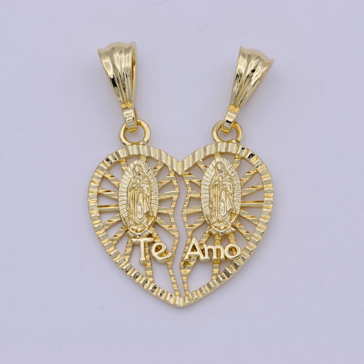 Breakable Te amo heart Lady of Guadalupe Pendant Heart Religious Catholic Jewelry I-141 - DLUXCA
