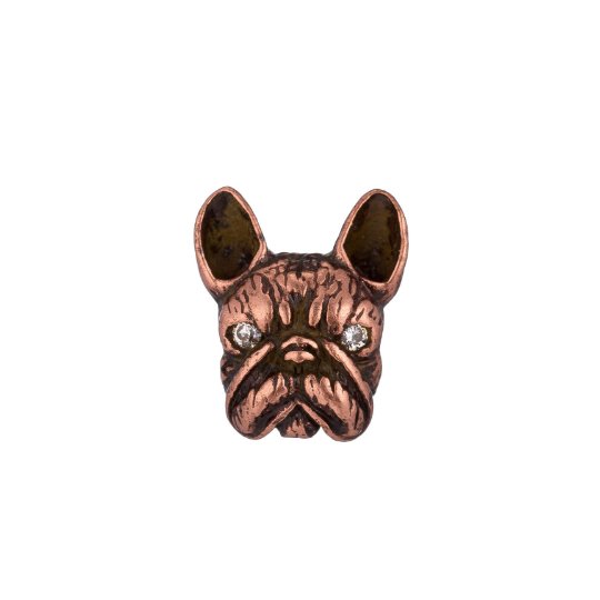 Bronze french bulldog, Gift for Animal Lover, Women, Ladies, Dog, Craft Cubic Zirconia Bracelet Charm Bead Findings Connector for supply B-158 - DLUXCA