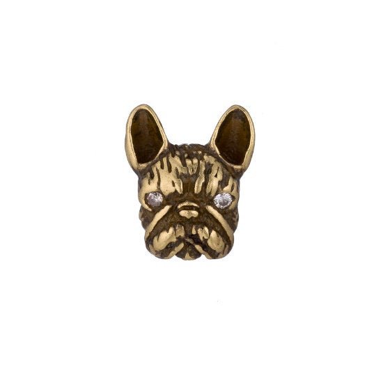 Bronze french bulldog, Gift for Animal Lover, Women, Ladies, Dog, Craft Cubic Zirconia Bracelet Charm Bead Findings Connector for supply B-158 - DLUXCA