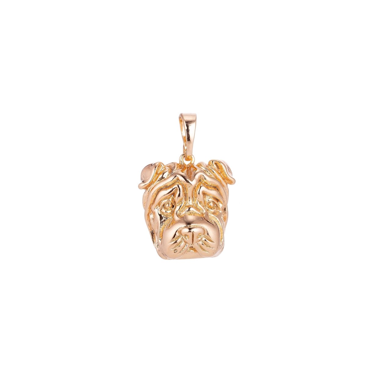 Bulldog Pendant 18k Gold Filled Dog Charm with Crystal CZ Necklace Bracelet Findings with Bail for Jewelry Making H-610 - DLUXCA