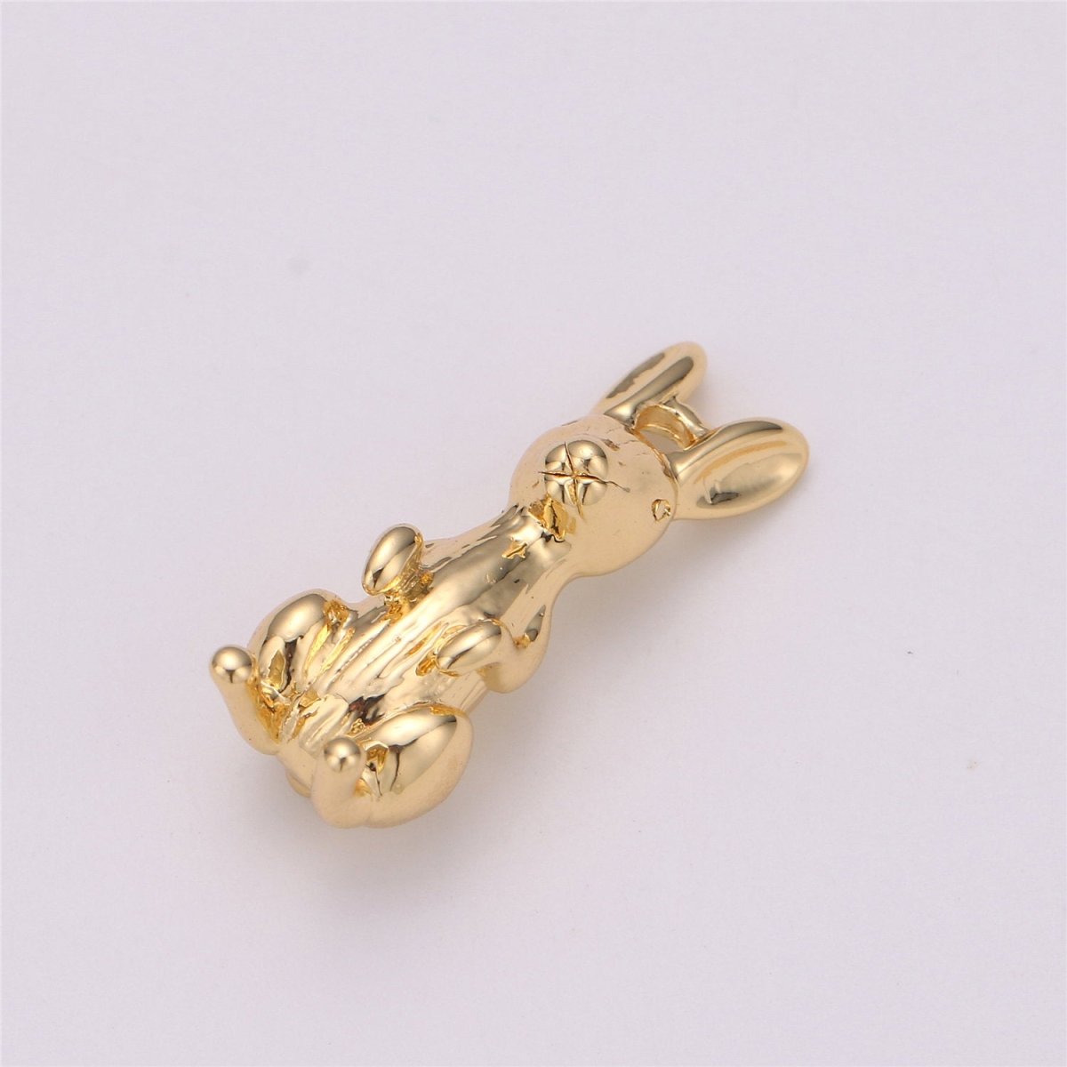 Bunny Charm, Rabbit Charm, Easter Charm, 3d Animal Charm, Animal Lover, Gold Filled Charm for Jewelry Making Supply C-526 - DLUXCA