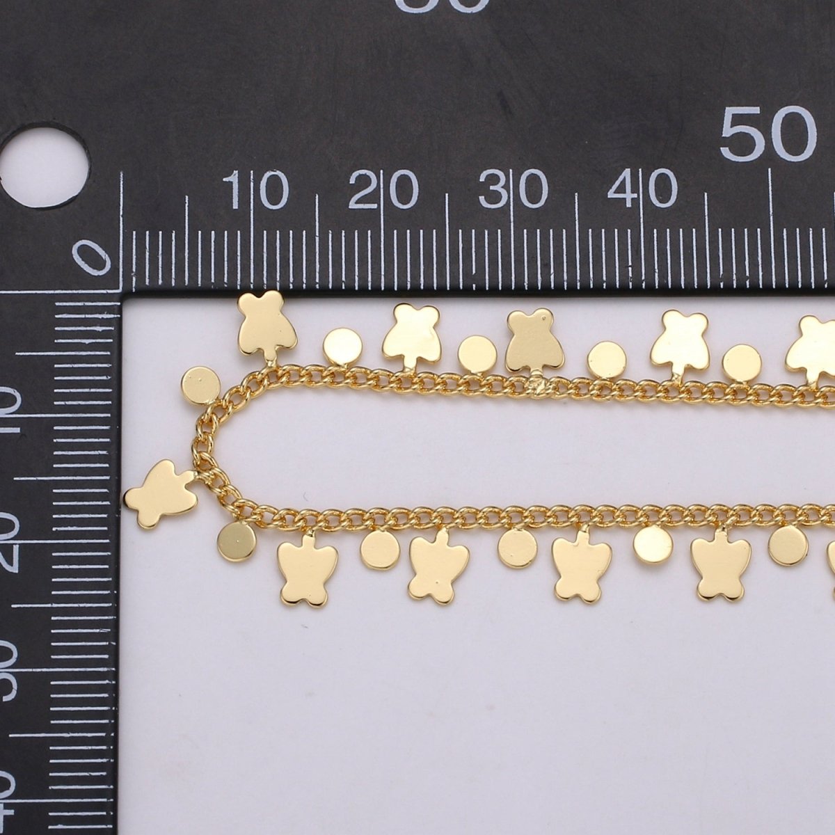 Butterfly Charm, 24K Gold Filled Chain By Yard, Balloon Charm Chain, Wholesale Bilk Roll Chain For Jewelry Making, Width 5mm, CURB DESIGNED Unfinished Chain | ROLL-352 Clearance Pricing - DLUXCA
