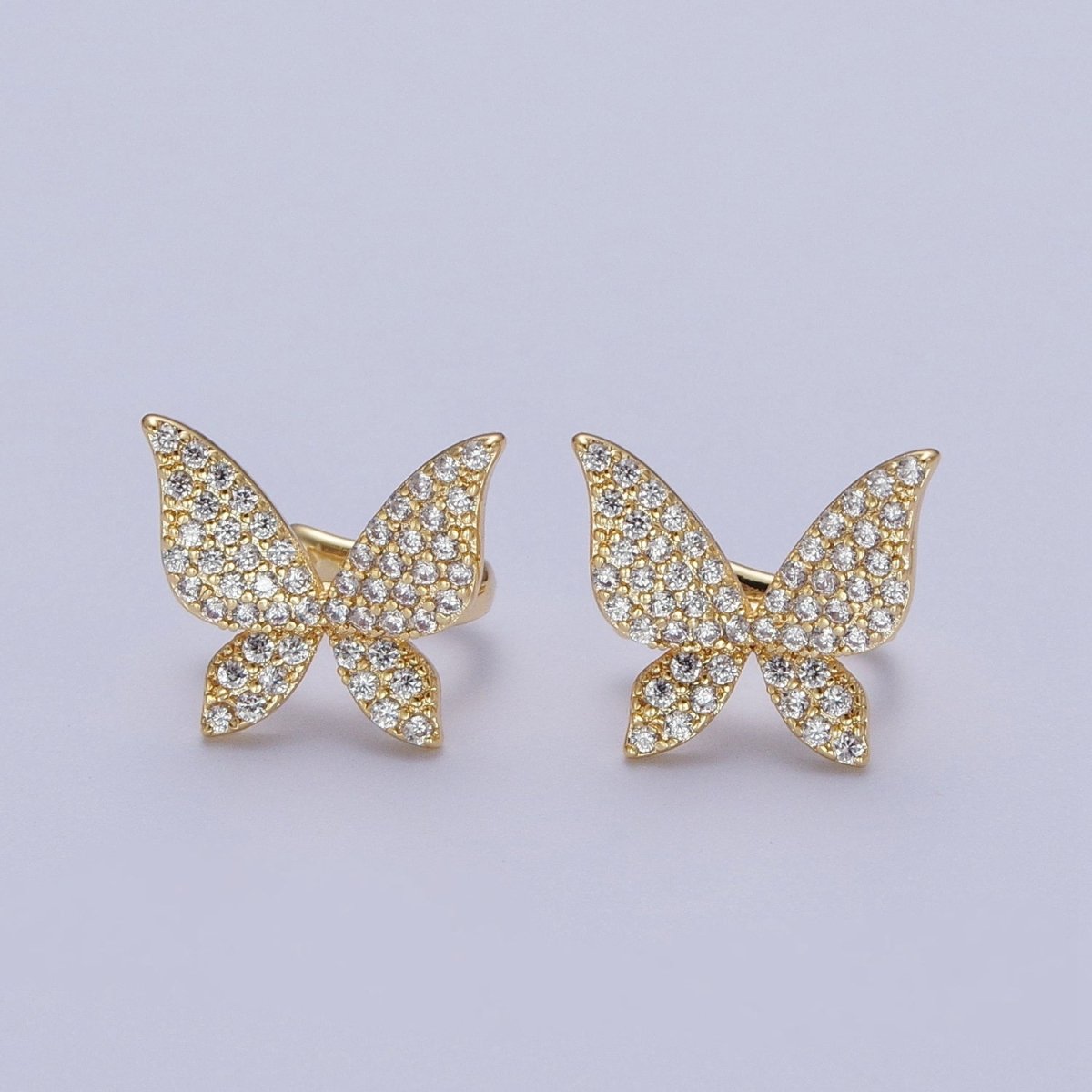 Butterfly Ear Cuff Earrings, Cute Butterfly Earrings With Micro Pave Cubic Zirconia Gold Animal Earrings, Minimalist Jewelry Y-069 - DLUXCA
