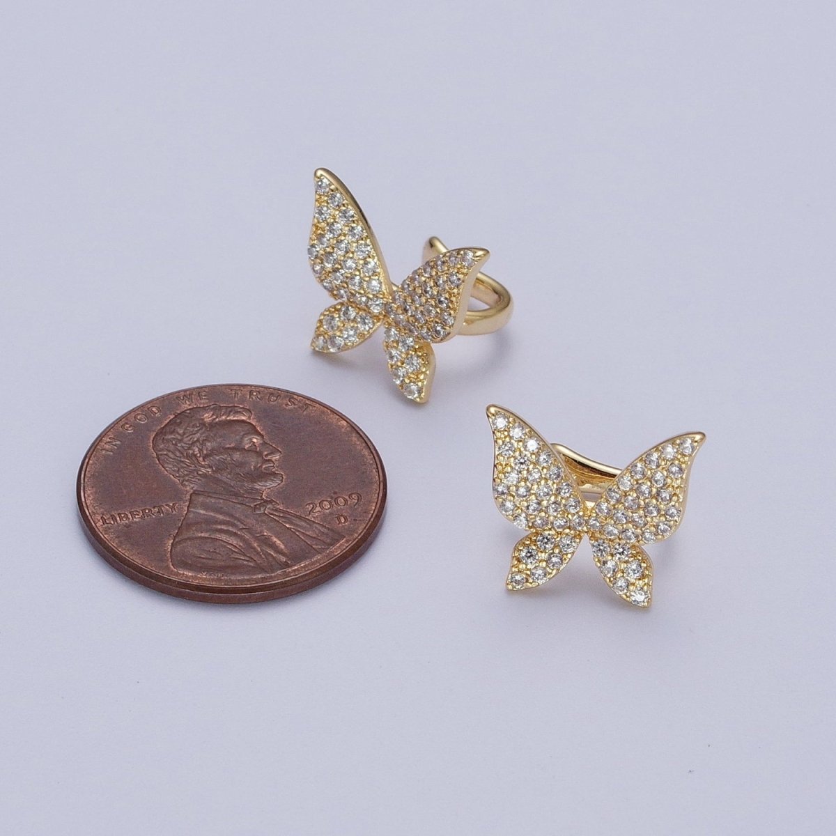 Butterfly Ear Cuff Earrings, Cute Butterfly Earrings With Micro Pave Cubic Zirconia Gold Animal Earrings, Minimalist Jewelry Y-069 - DLUXCA