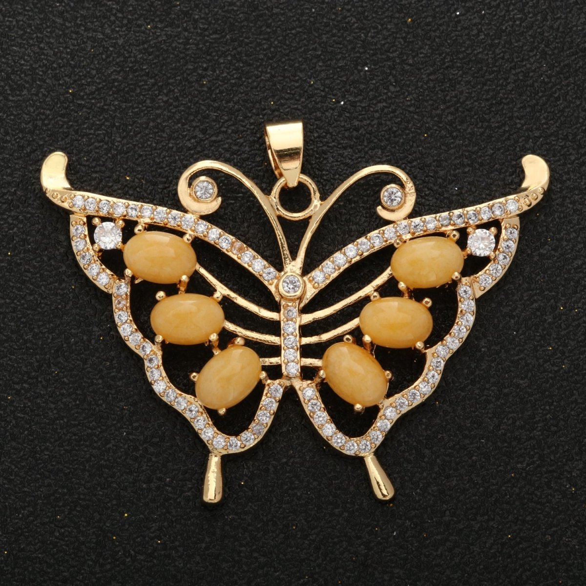 Butterfly Jade Charm 18k Gold Filed Mariposa Medallion Charm Monarch Butterfly Pendant for Statement Jewelry Supply O-252 ~ O-255 - DLUXCA