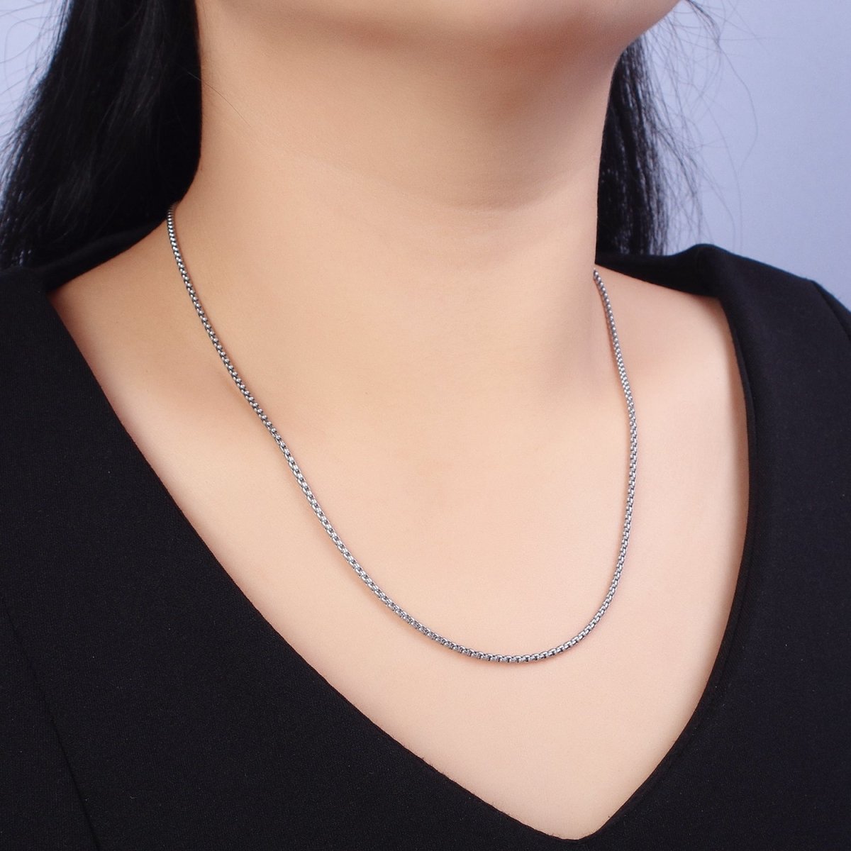 Cable Rolo Chain Necklace for Men or Women, Stainless Steel Box Chain 2mm Gold Silver Tone Tarnish Free Necklace Chain | WA-1706 WA-1707 Clearance Pricing - DLUXCA