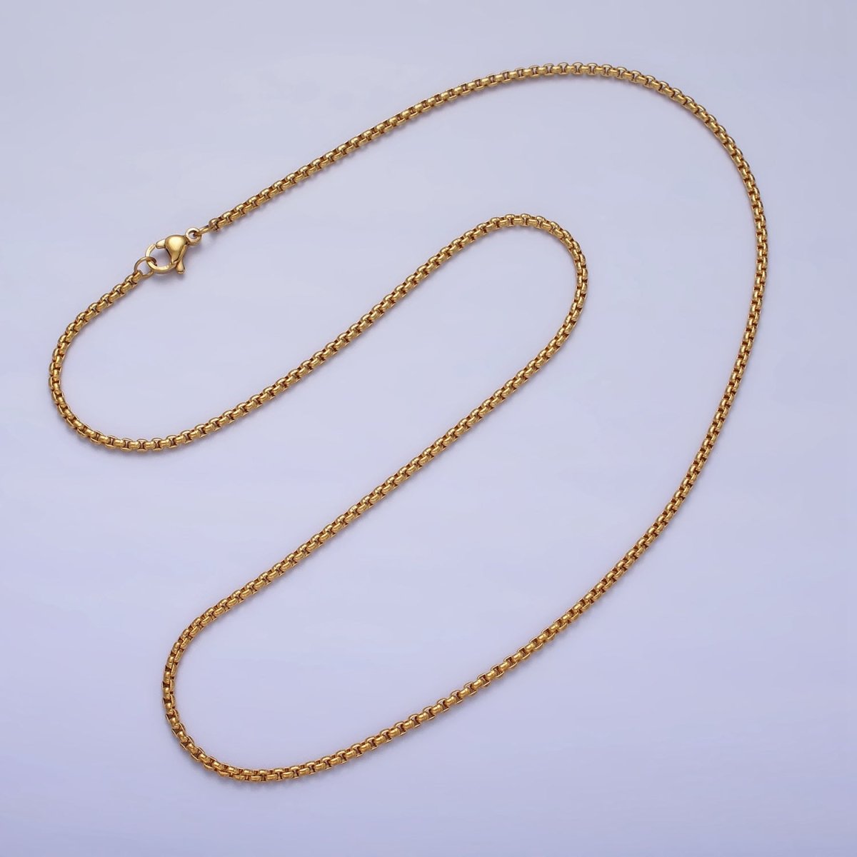 Cable Rolo Chain Necklace for Men or Women, Stainless Steel Box Chain 2mm Gold Silver Tone Tarnish Free Necklace Chain | WA-1706 WA-1707 Clearance Pricing - DLUXCA