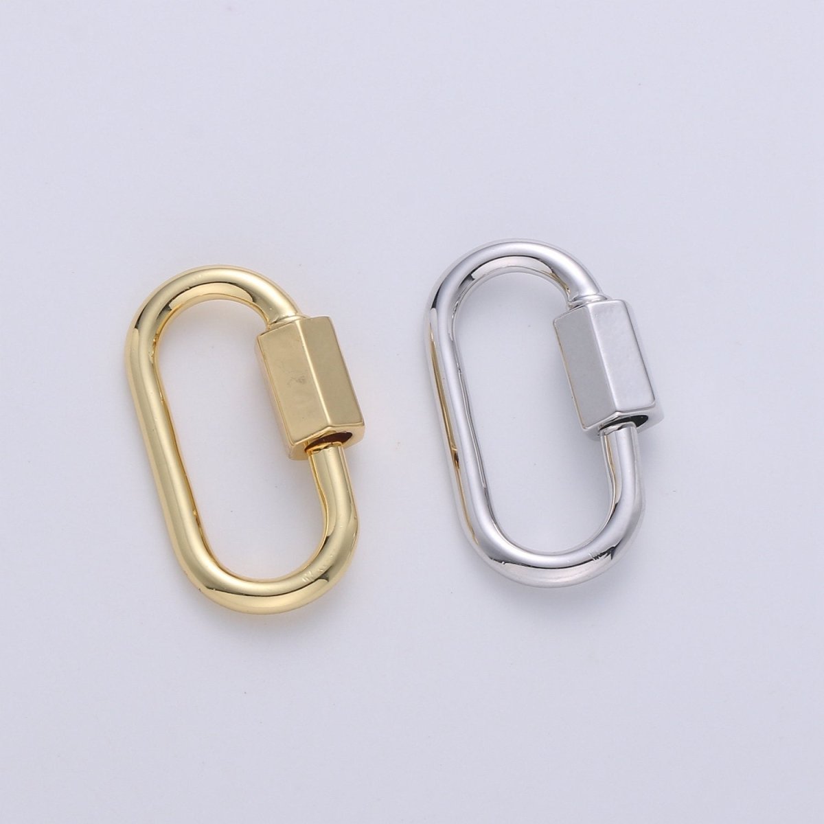 Carabiner Screw Clasp, Screw Clasp Oval , Interlocking Oval Clasp, Oval Shaped Clasps, Gold, Silver For Bracelet Necklace K-263 K-707 - DLUXCA