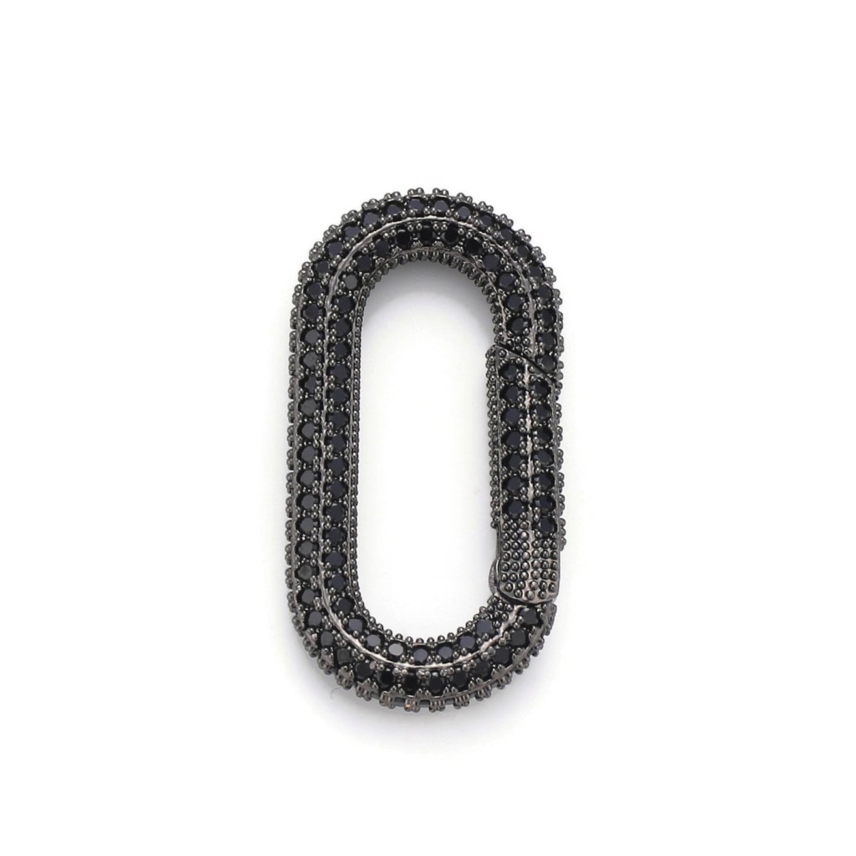 Carabiner Screw Clasp, Screw Clasp Oval Lock, Interlocking Oval Clasp, Pave Oval Shaped Lock Clasps, Multiple color options, K-376 K-378 - DLUXCA