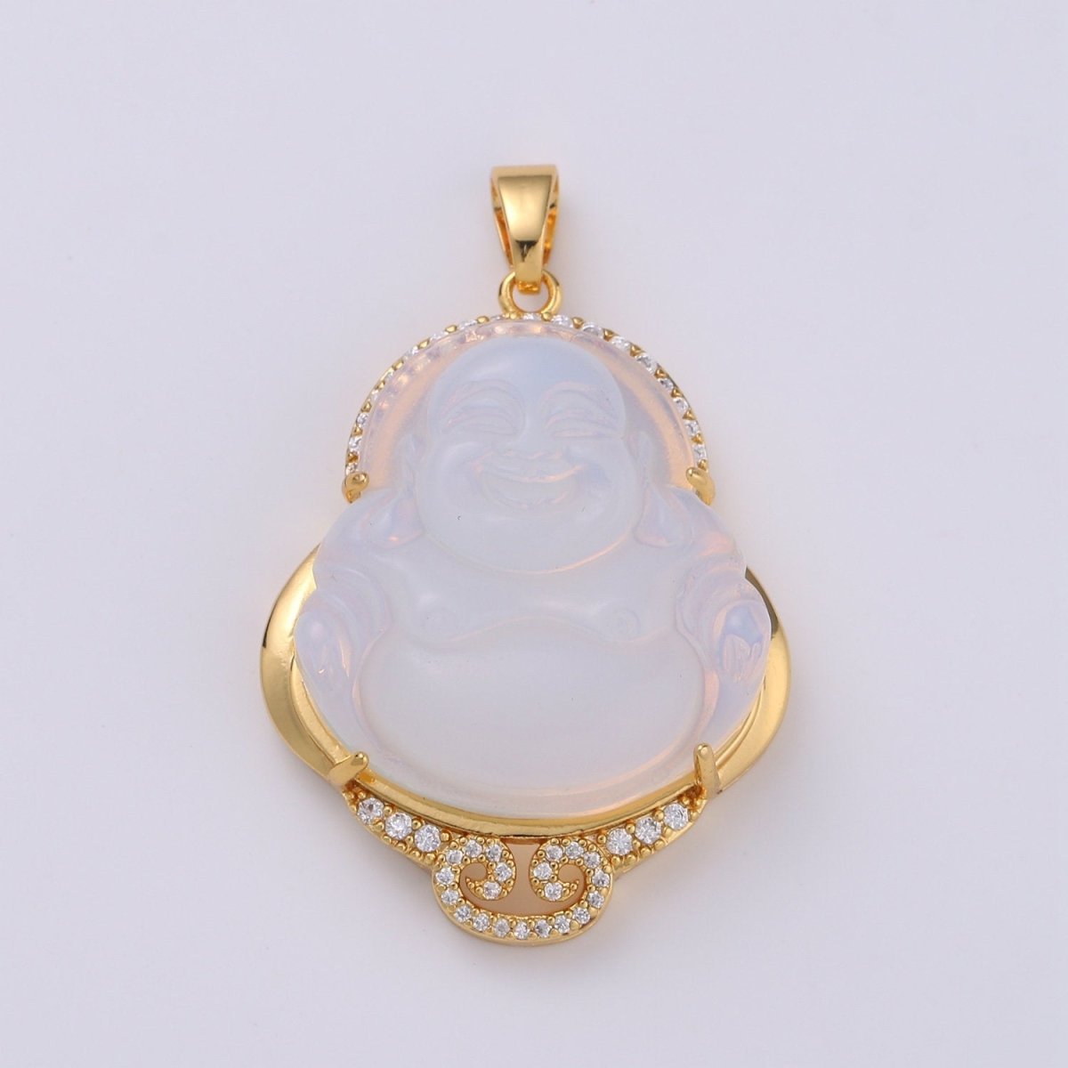 Cat's eye Buddha Cubic Pendant 24K Gold Filled Buddha Pendant Green Cat's Eye Buddha Charm CubicBuddha Necklace for Religious Jewelry Supply O-165 O-166 - DLUXCA