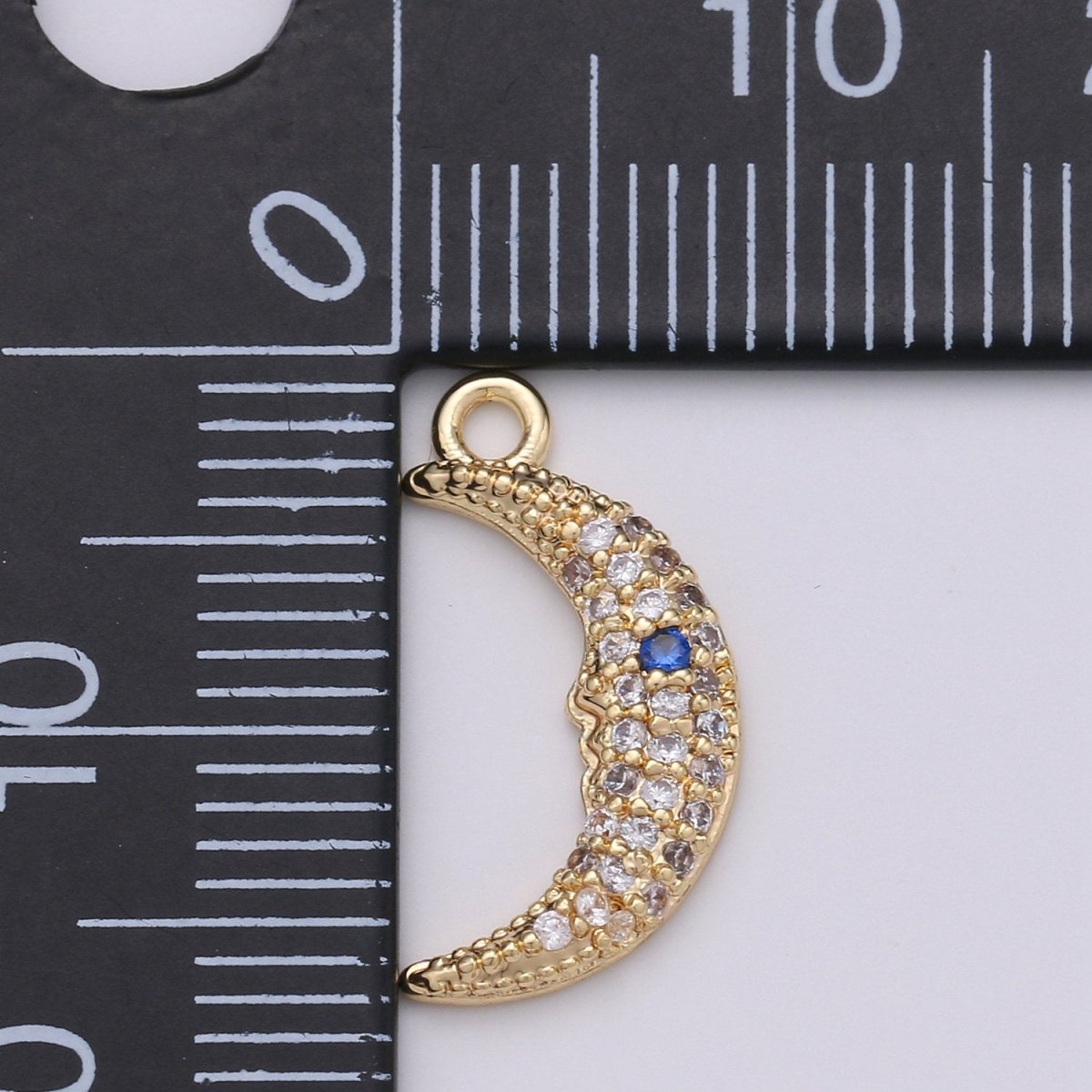 Celestial Cubic Crescent Moon Charm Gold Charm Pendant, Gold Filled CZ Charm Pendant, Cubic Zirconia Dainty Moon Necklace Charm, D-400 - DLUXCA