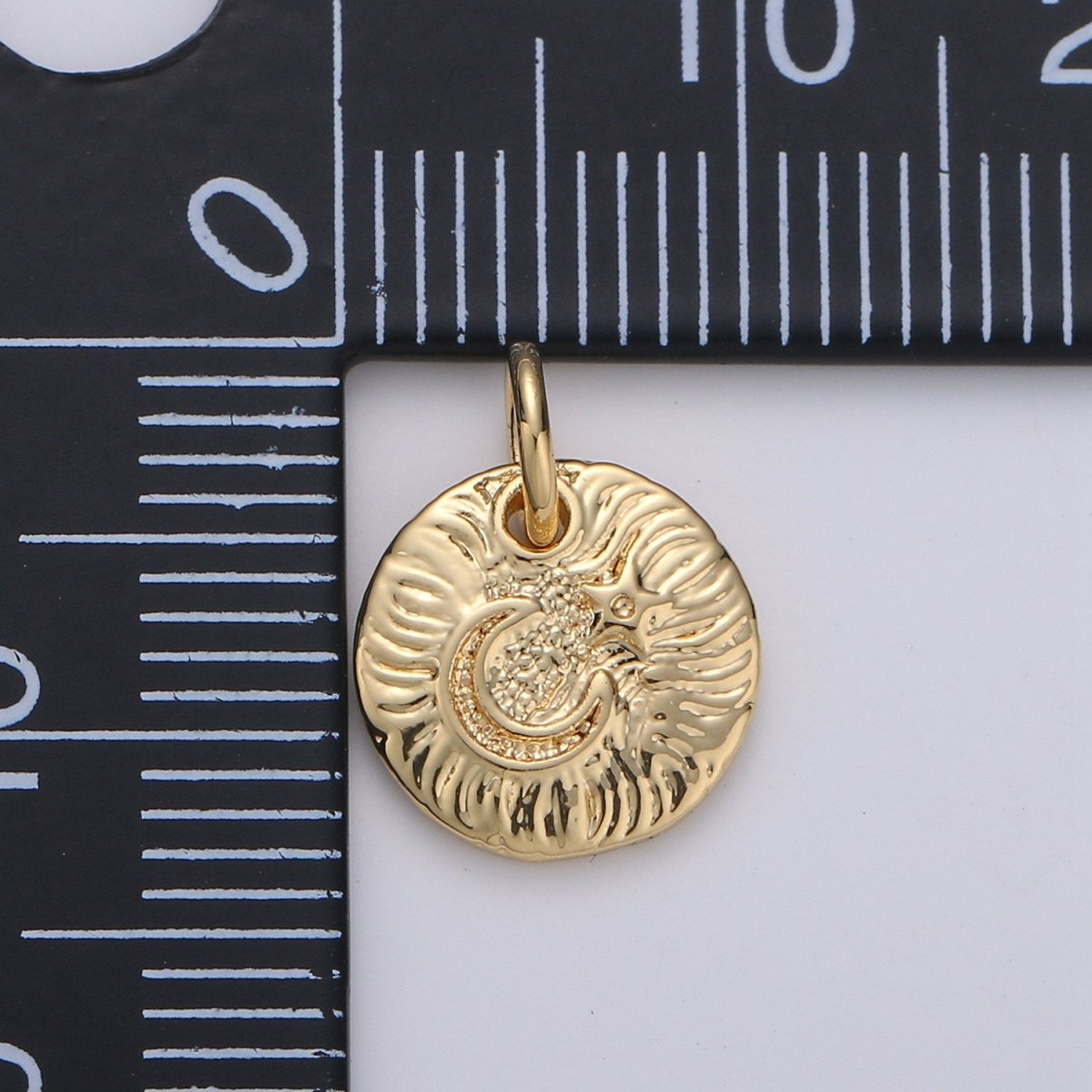 Celestial Jewelry Gold Crescent Moon Charm Rustic Coin Disc Charm Jewelry Making Supply 24K Gold Filled Findings D-372 D-373 - DLUXCA