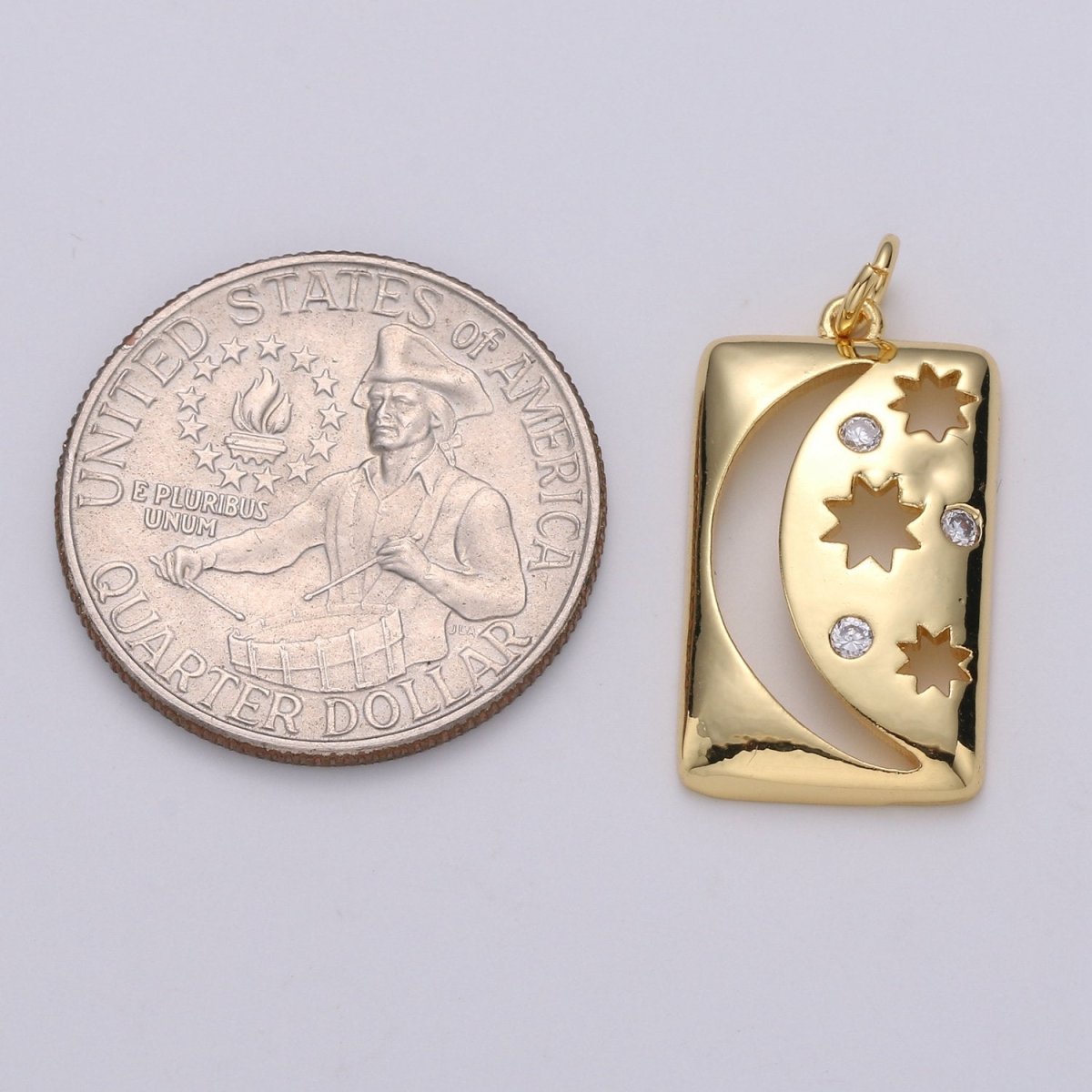 Celestial Jewelry Gold Crescent Moon Charm Star Tag Charm Jewelry Making Supply 24K Gold Filled Findings D-415 D-416 - DLUXCA