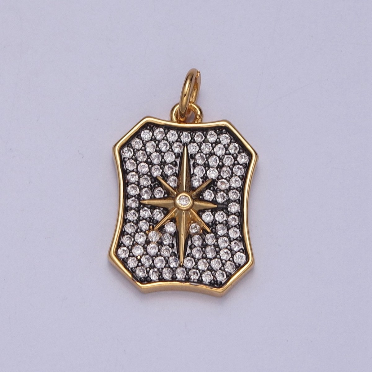 Celestial North Star CZ Micro Paved Geometric Gold Charm | W-203 - DLUXCA